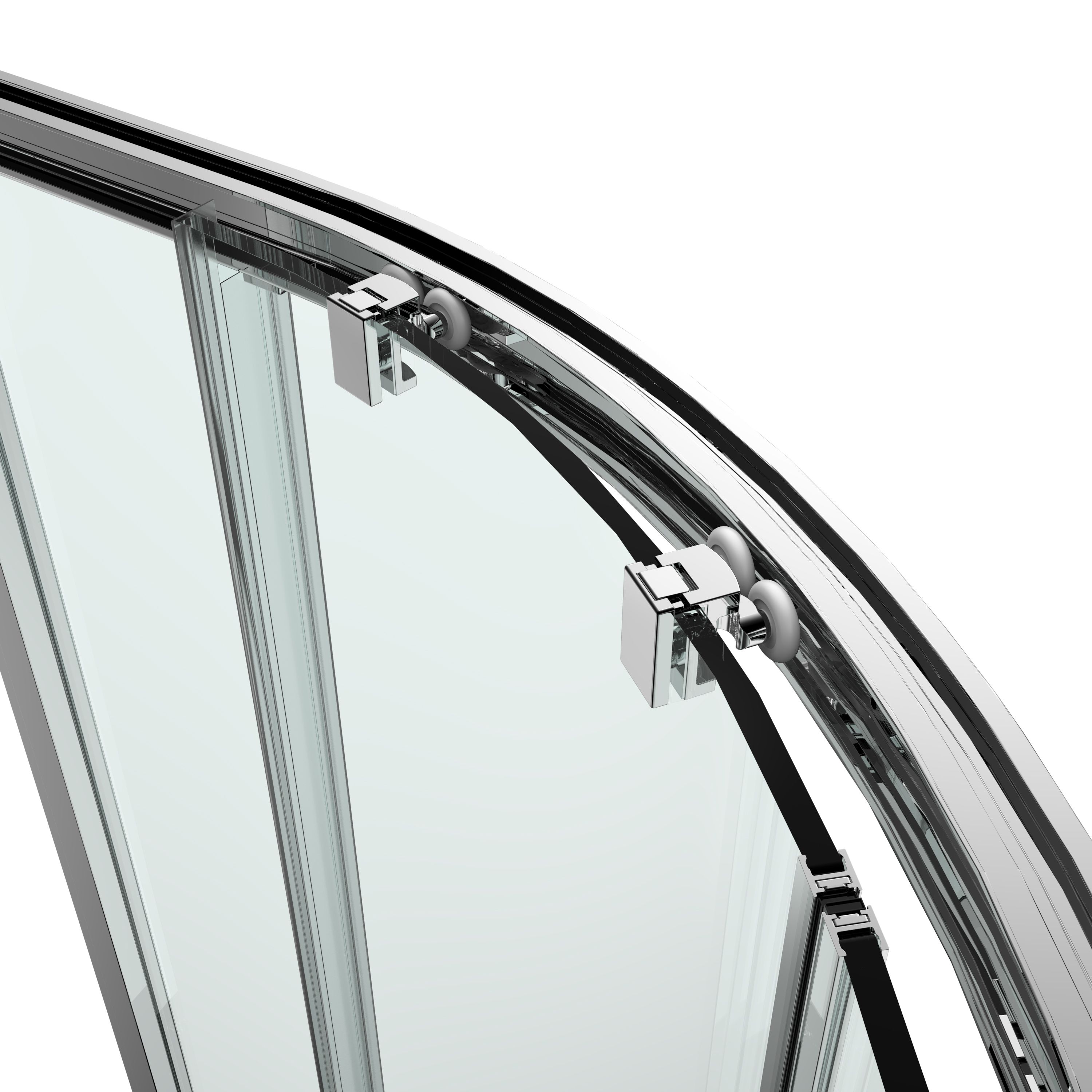 GoodHome Ledava Chrome effect Clear Left-handed Offset quadrant Shower Enclosure & tray - Corner entry double sliding door (H)195cm (W)80cm (D)100cm