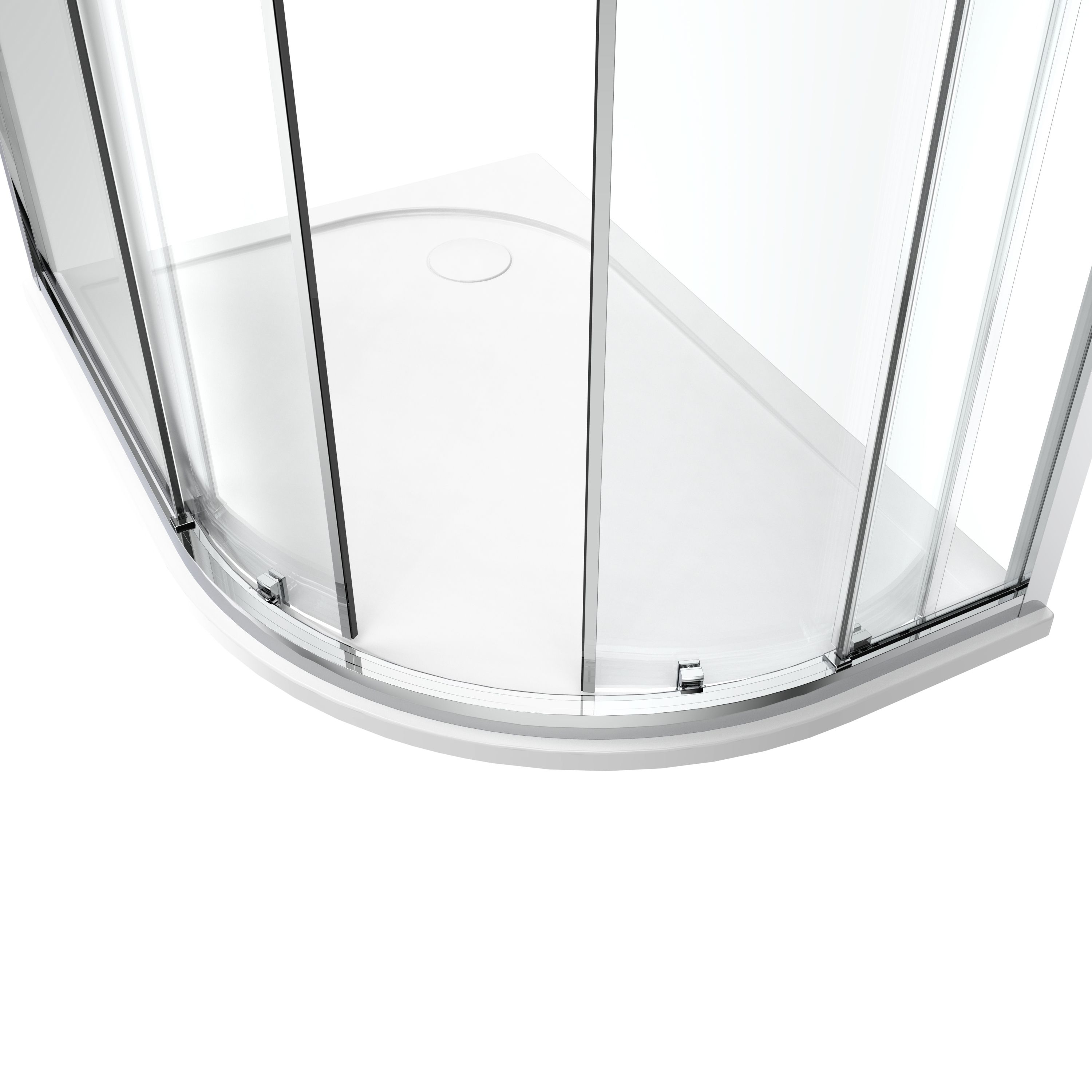 GoodHome Ledava Chrome effect Clear Left-handed Offset quadrant Shower Enclosure & tray - Corner entry double sliding door (H)195cm (W)80cm (D)100cm