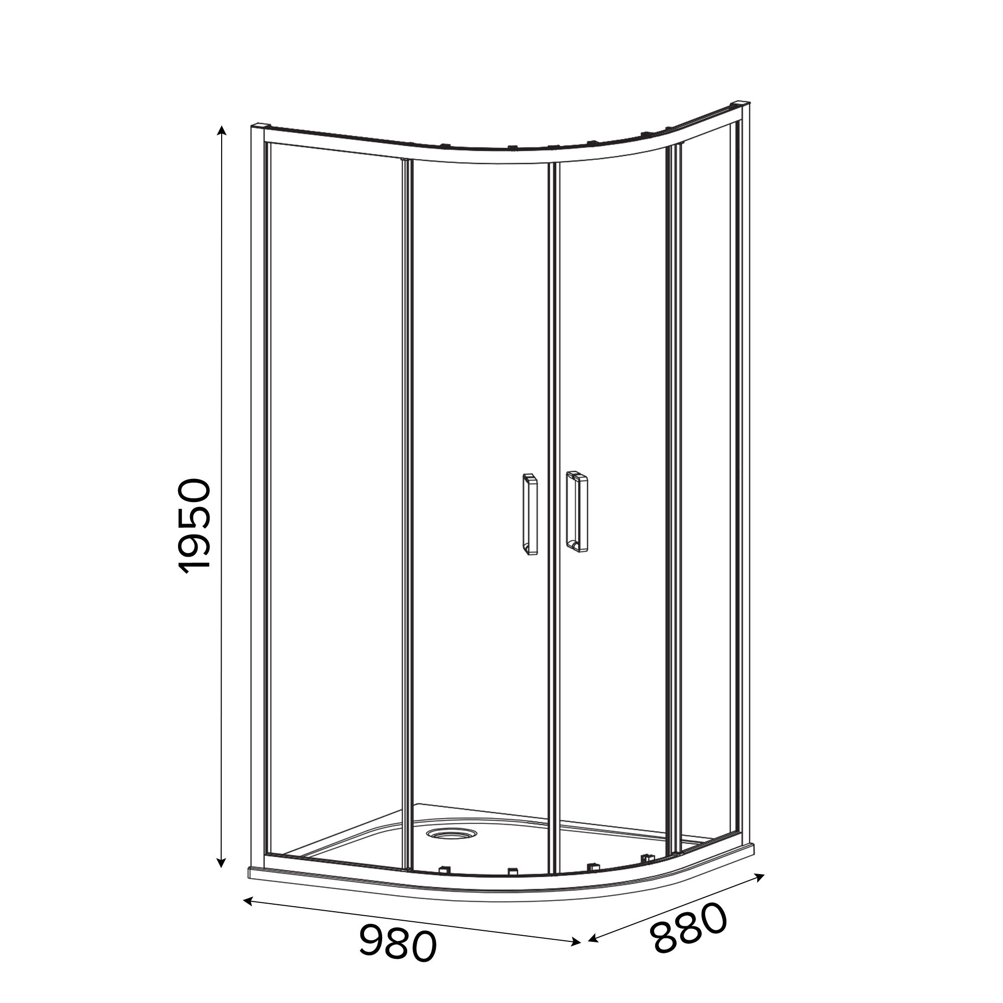 GoodHome Ledava Chrome effect Clear Left-handed Offset quadrant Shower Enclosure & tray - Corner entry double sliding door (H)195cm (W)90cm (D)100cm