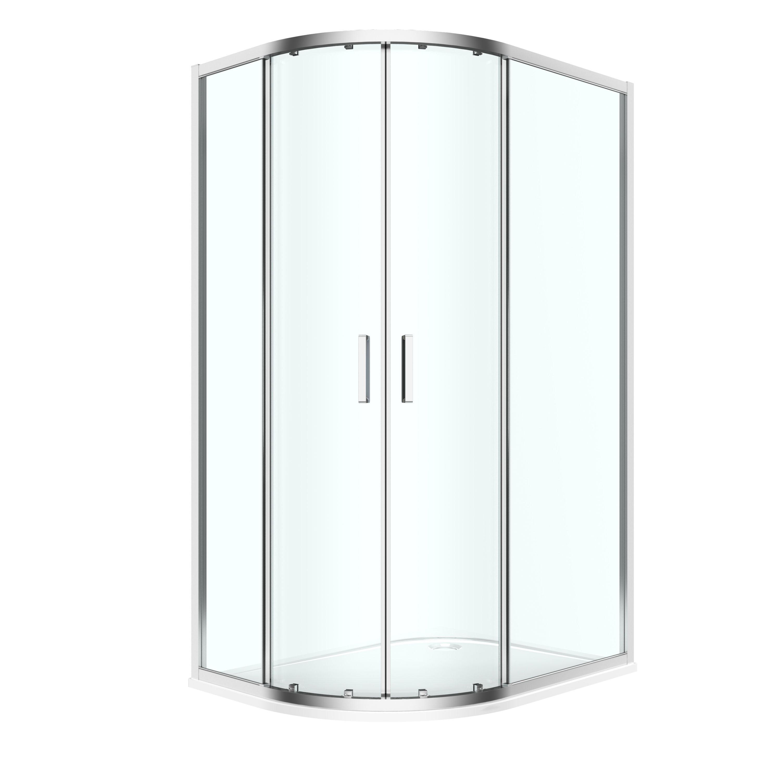 GoodHome Ledava Chrome effect Clear Right-handed Offset quadrant Shower Enclosure & tray - Corner entry double sliding door (H)195cm (W)90cm (D)100cm
