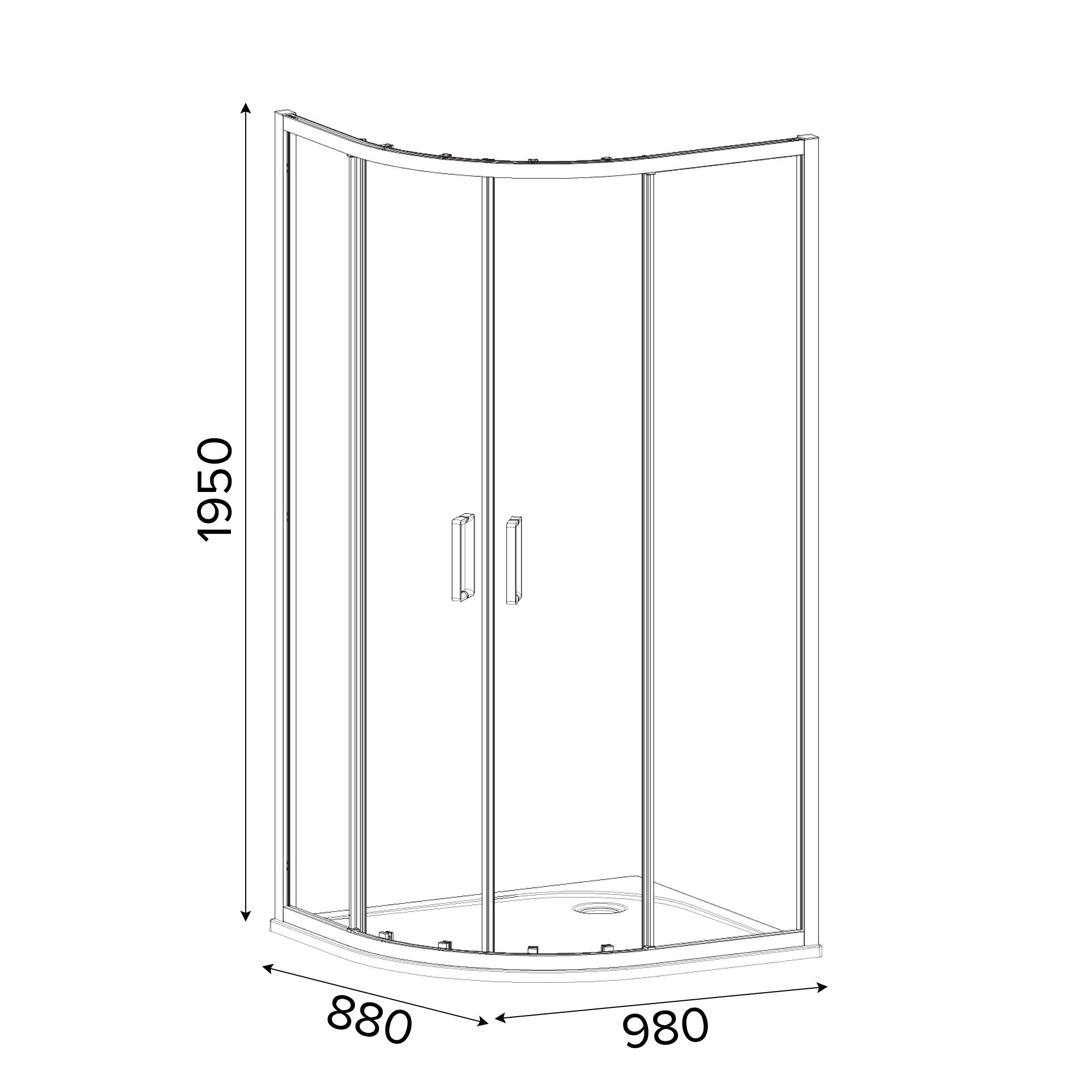GoodHome Ledava Chrome effect Clear Right-handed Offset quadrant Shower Enclosure & tray - Corner entry double sliding door (H)195cm (W)90cm (D)100cm