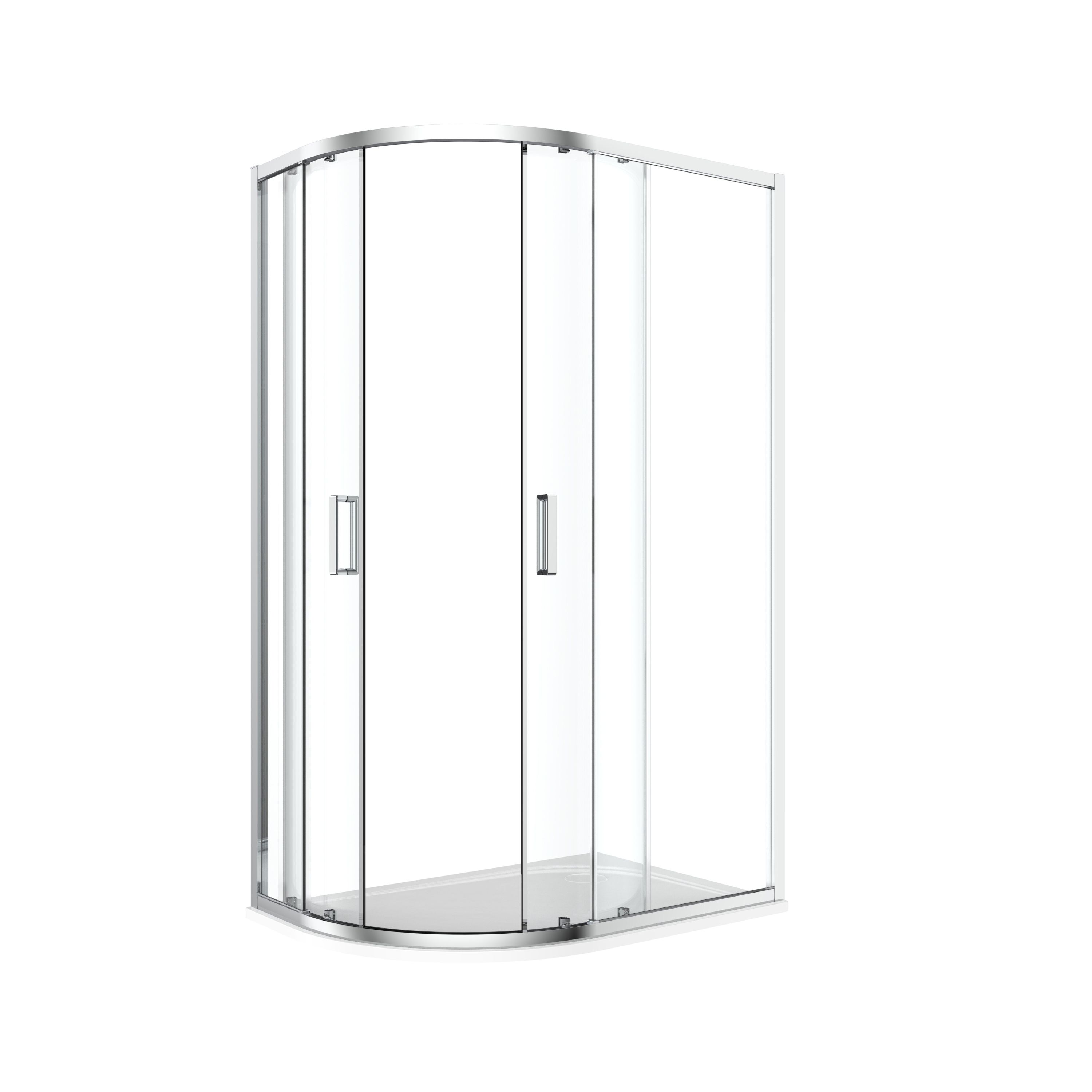 GoodHome Ledava Chrome effect Clear Right-handed Offset quadrant Shower Enclosure & tray - Corner entry double sliding door (H)195cm (W)90cm (D)100cm