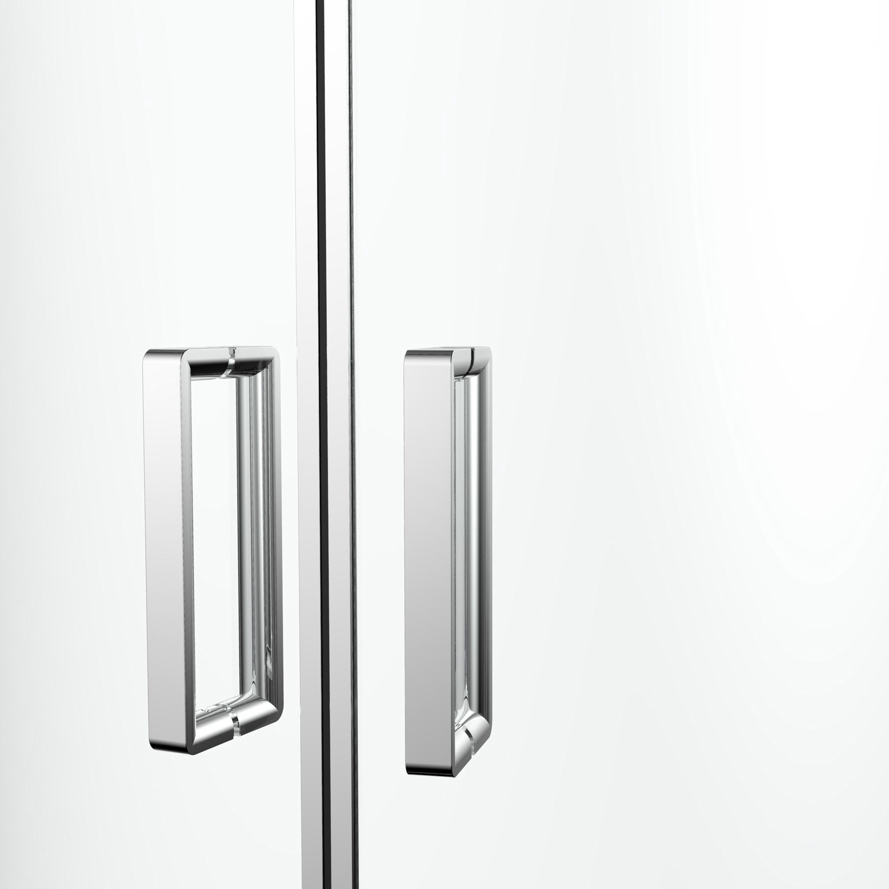 GoodHome Ledava Chrome effect Clear Right-handed Offset quadrant Shower Enclosure & tray - Corner entry double sliding door (H)195cm (W)90cm (D)100cm