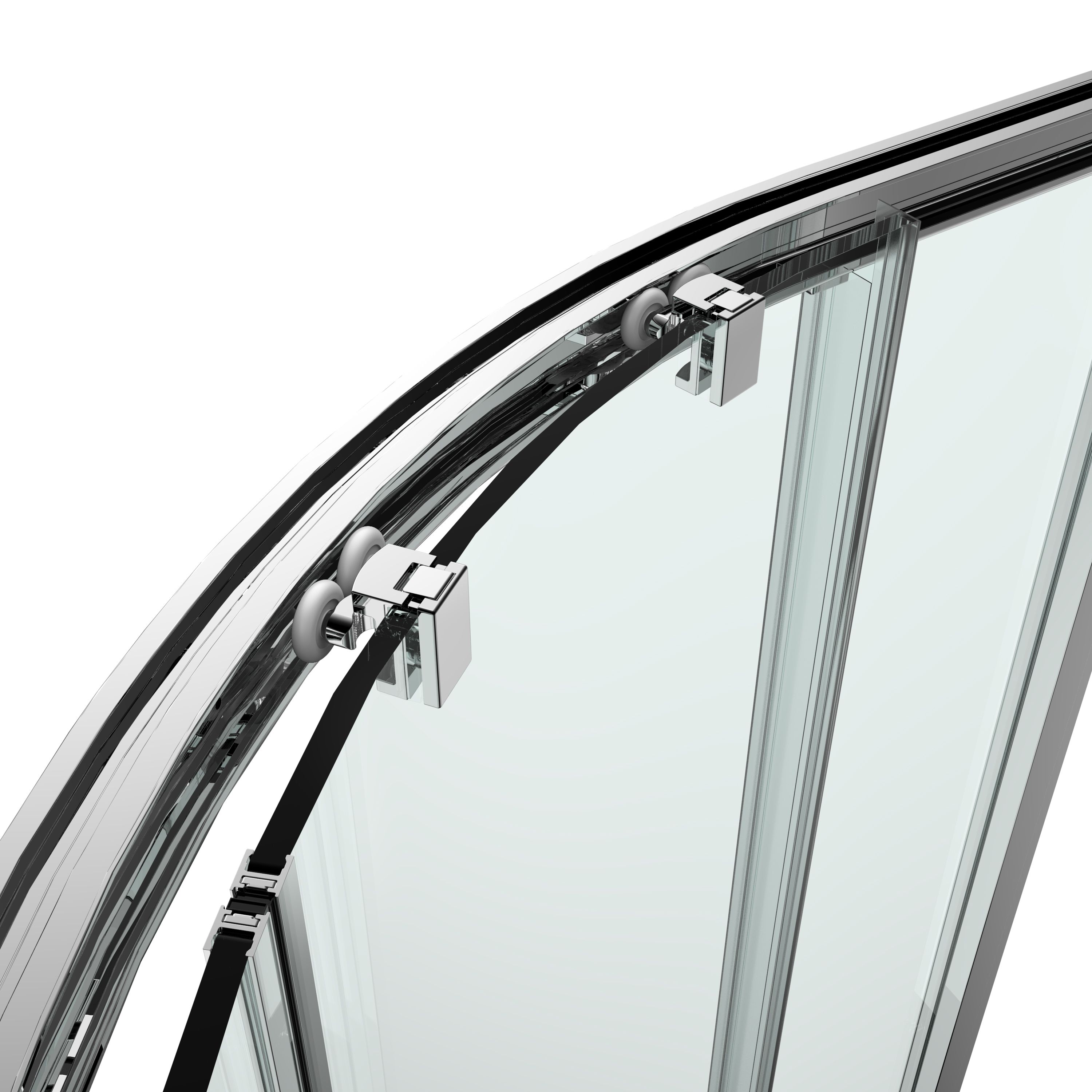 GoodHome Ledava Chrome effect Clear Right-handed Offset quadrant Shower Enclosure & tray - Corner entry double sliding door (H)195cm (W)90cm (D)100cm