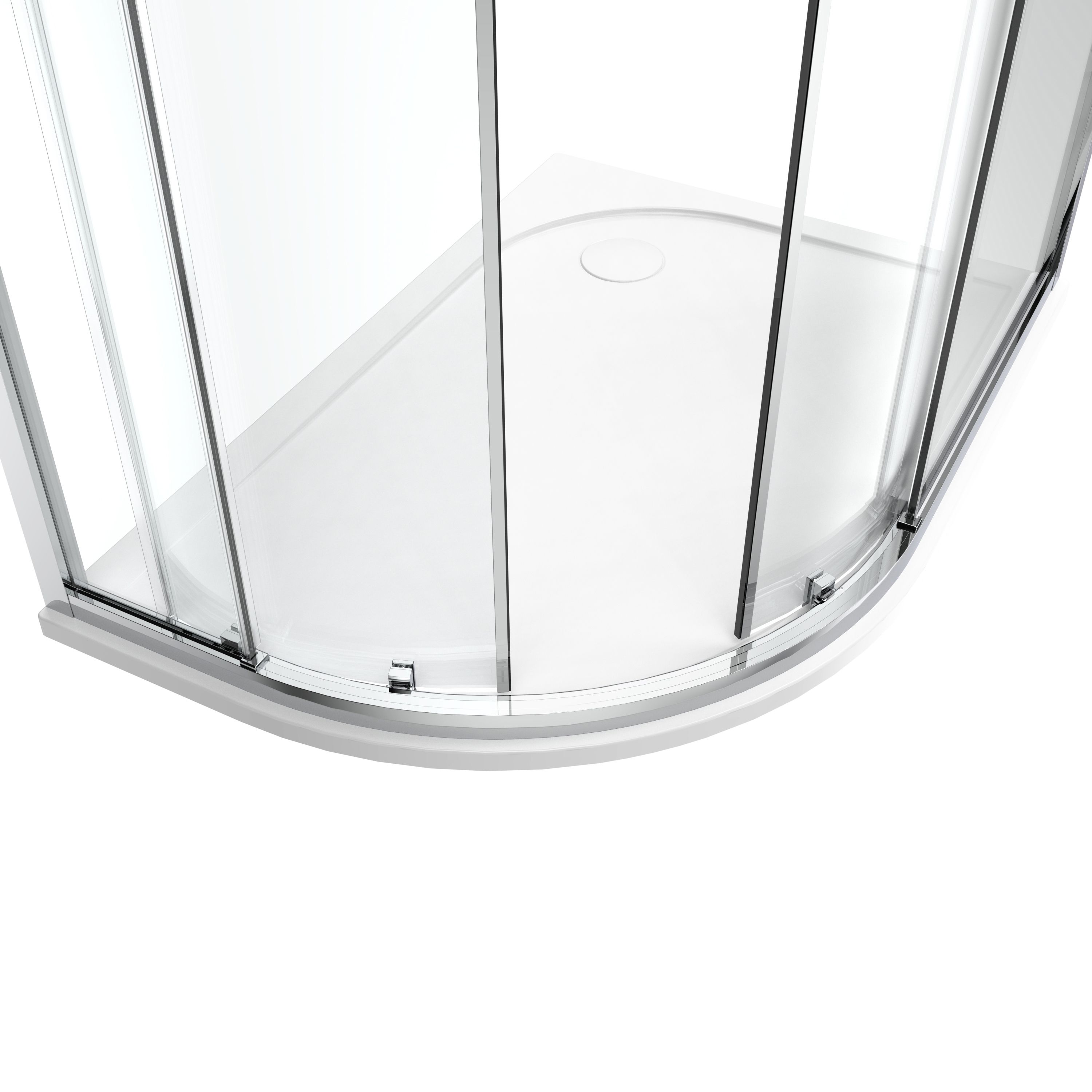 GoodHome Ledava Chrome effect Clear Right-handed Offset quadrant Shower Enclosure & tray - Corner entry double sliding door (H)195cm (W)90cm (D)100cm
