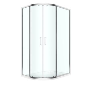 GoodHome Ledava Chrome effect Clear Right-handed Offset quadrant Shower Enclosure & tray - Corner entry double sliding door (H)195cm (W)90cm (D)120cm