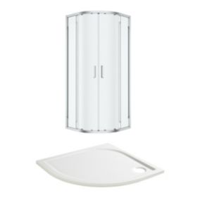 GoodHome Ledava Chrome effect Clear Universal Quadrant Shower Enclosure & tray - Corner entry double sliding door (H)195cm (W)90cm (D)90cm