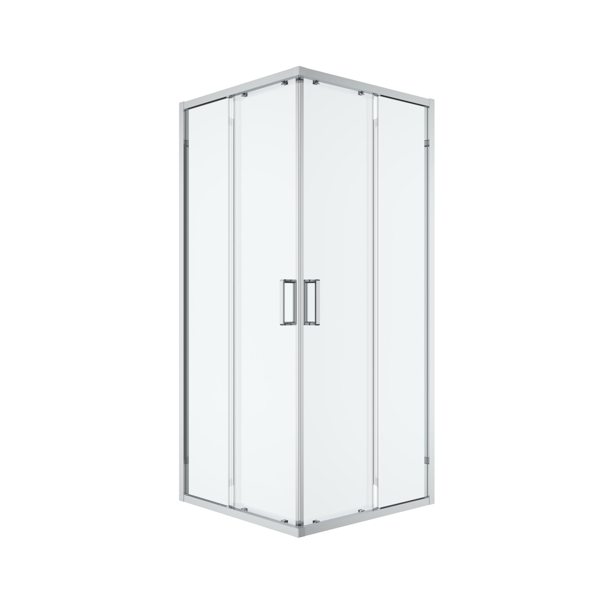 GoodHome Ledava Clear glass Chrome effect Square Shower enclosure - Corner entry double sliding door (W)76cm (D)76cm