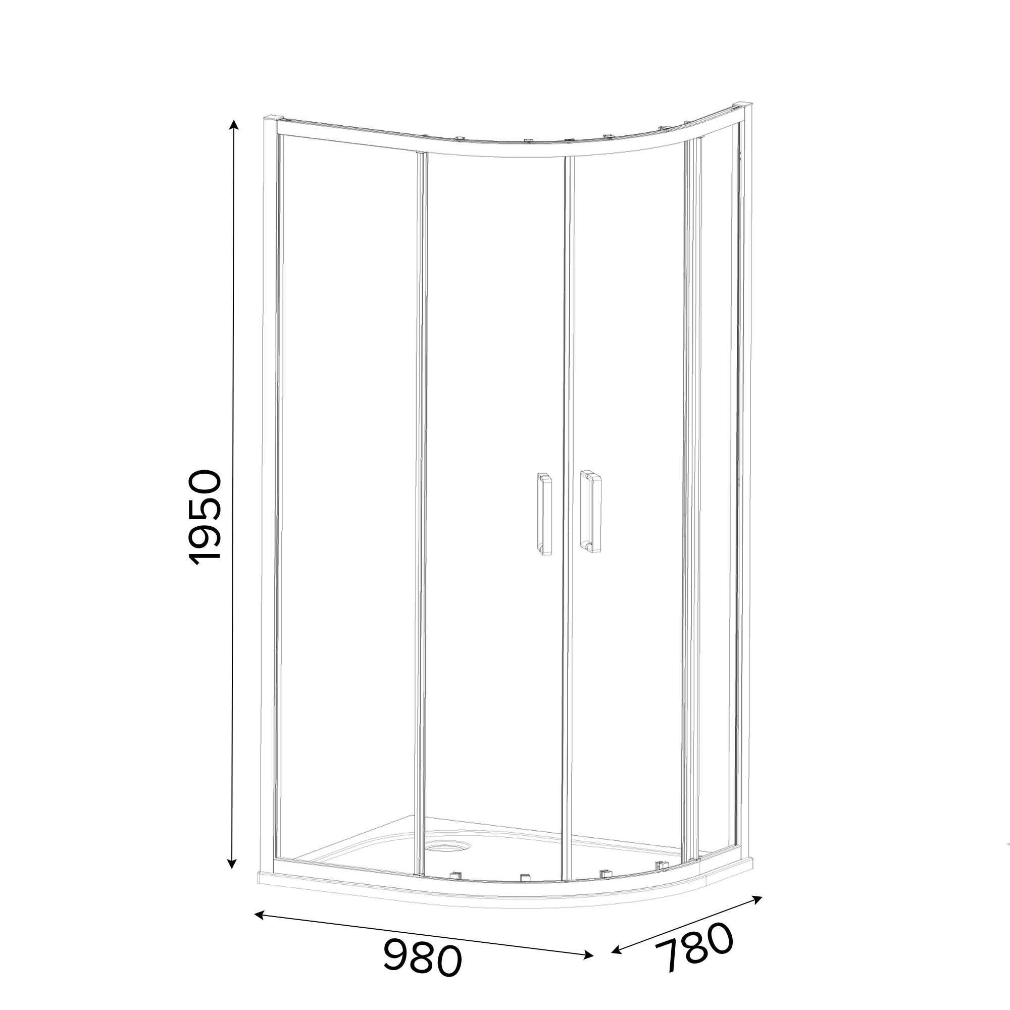 GoodHome Ledava Clear Left-handed Offset quadrant Shower Enclosure & tray - Corner entry double sliding door (H)195cm (W)80cm (D)100cm