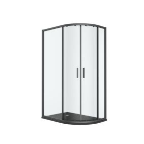 GoodHome Ledava Clear Left-handed Offset quadrant Shower Enclosure & tray - Corner entry double sliding door (H)195cm (W)80cm (D)100cm