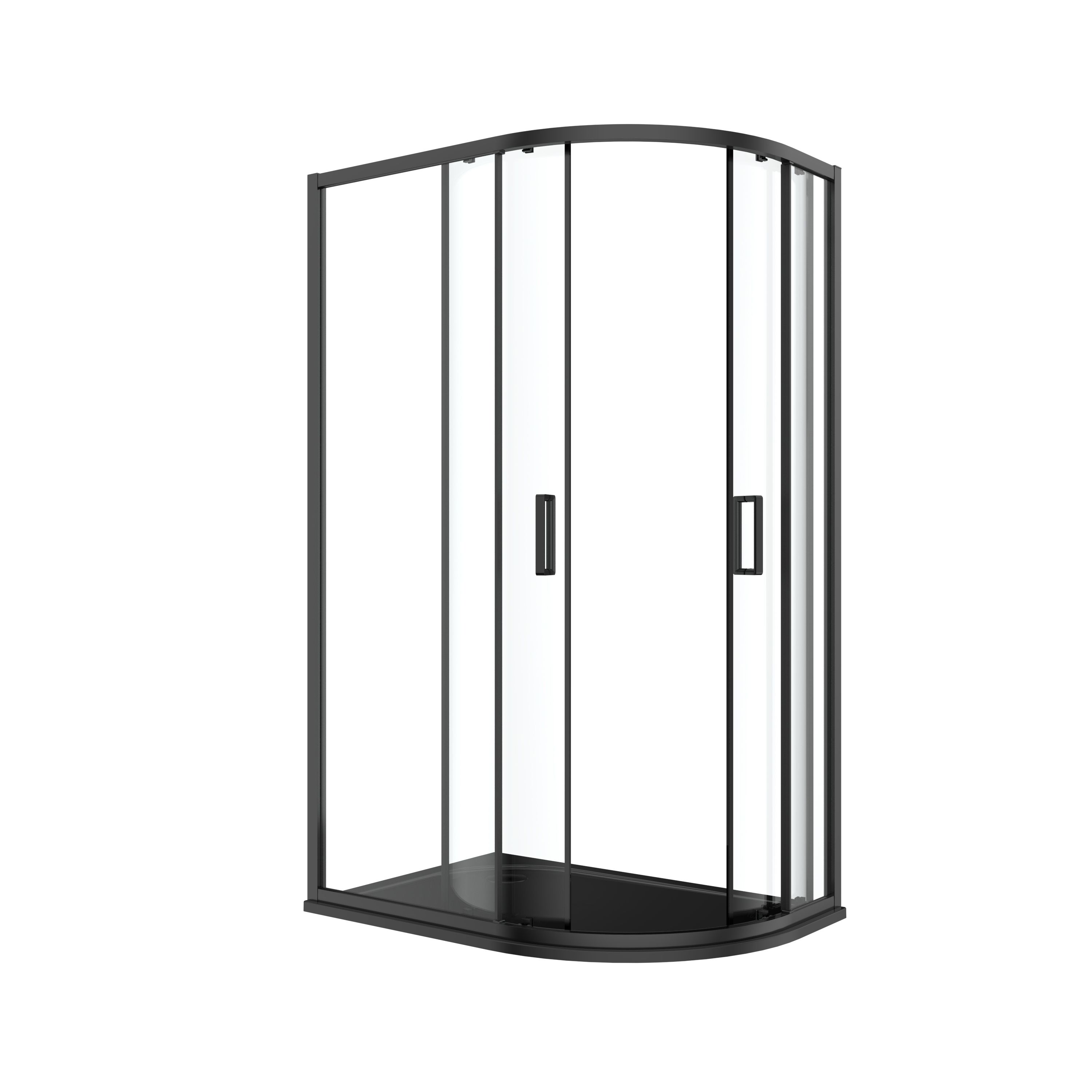 GoodHome Ledava Clear Left-handed Offset quadrant Shower Enclosure & tray - Corner entry double sliding door (H)195cm (W)80cm (D)100cm