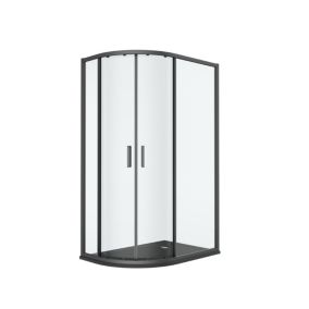 GoodHome Ledava Clear Right-handed Offset quadrant Shower Enclosure & tray - Corner entry double sliding door (H)195cm (W)80cm (D)100cm