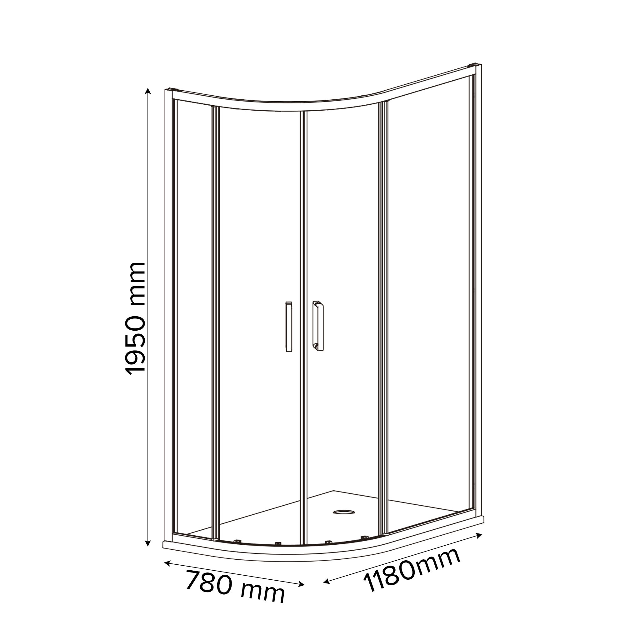 GoodHome Ledava Clear Right-handed Offset quadrant Shower Enclosure & tray - Corner entry double sliding door (H)195cm (W)80cm (D)120cm