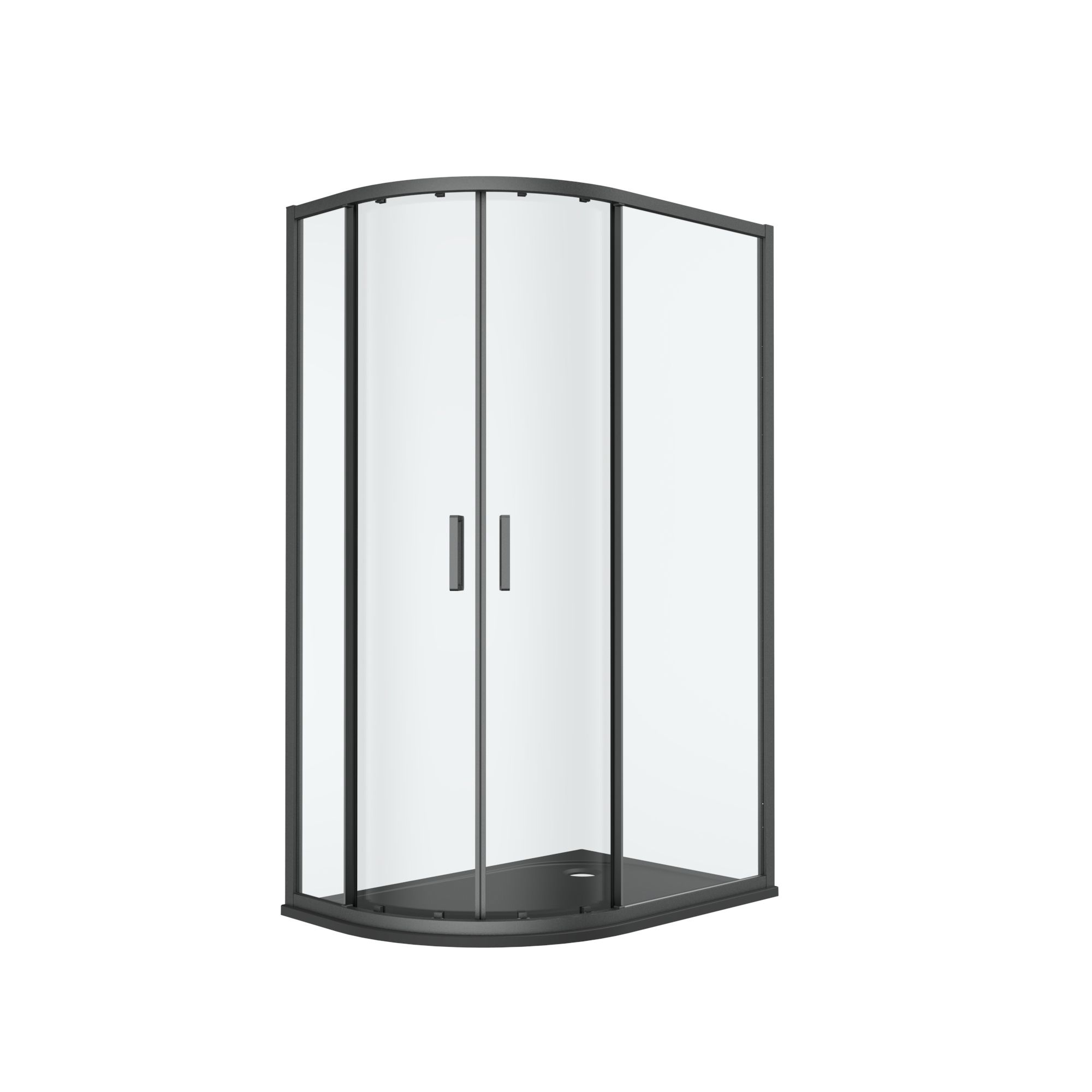 GoodHome Ledava Clear Right-handed Offset quadrant Shower Enclosure & tray - Corner entry double sliding door (H)195cm (W)80cm (D)120cm