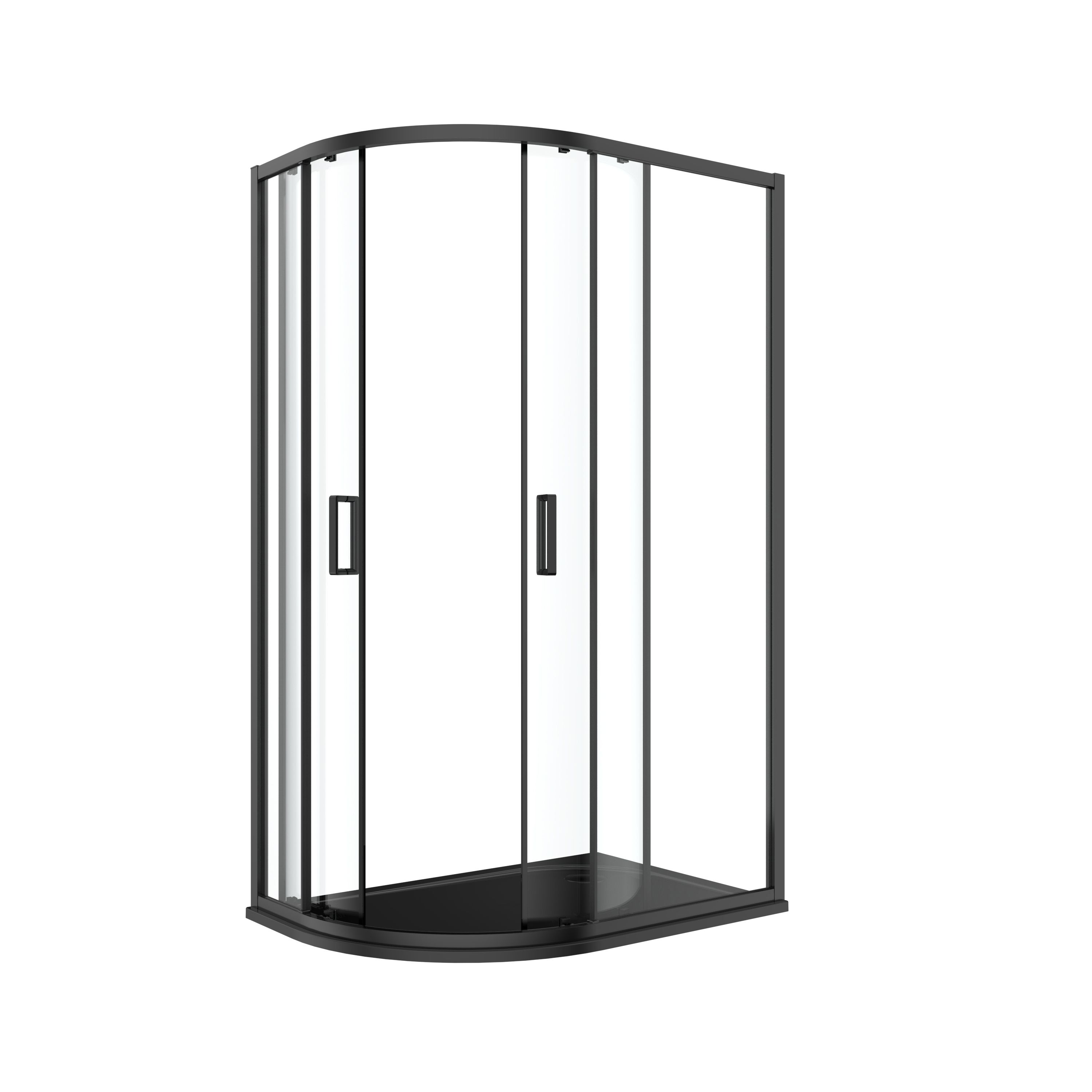GoodHome Ledava Clear Right-handed Offset quadrant Shower Enclosure & tray - Corner entry double sliding door (H)195cm (W)80cm (D)120cm