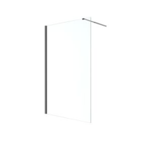 GoodHome Ledava Framed Black Clear Fixed Walk-in Front Walk-in shower panel (H)195cm (W)120cm