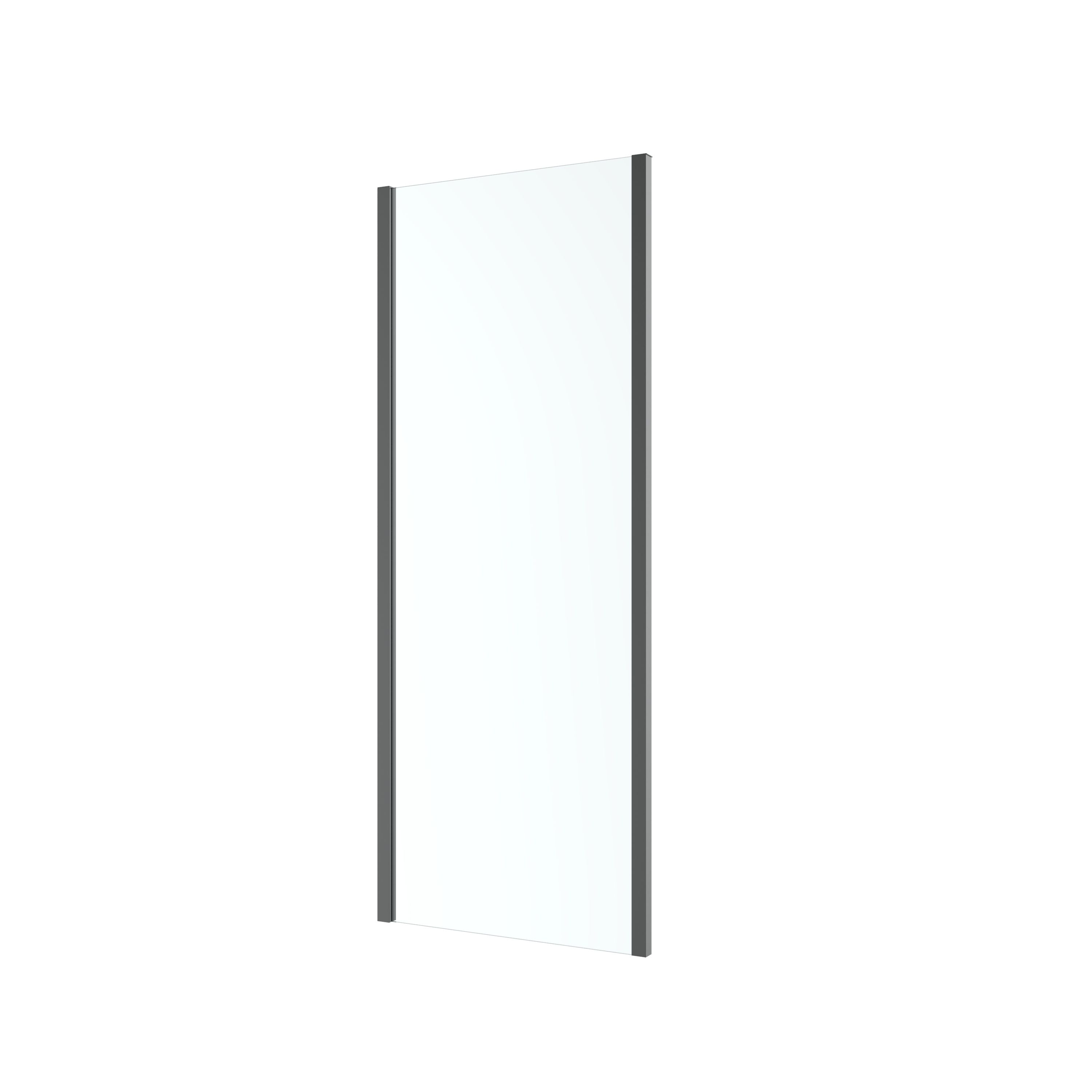 GoodHome Ledava Framed Black Clear glass Fixed Rectangular Side Shower panel (H)195cm (W)80cm