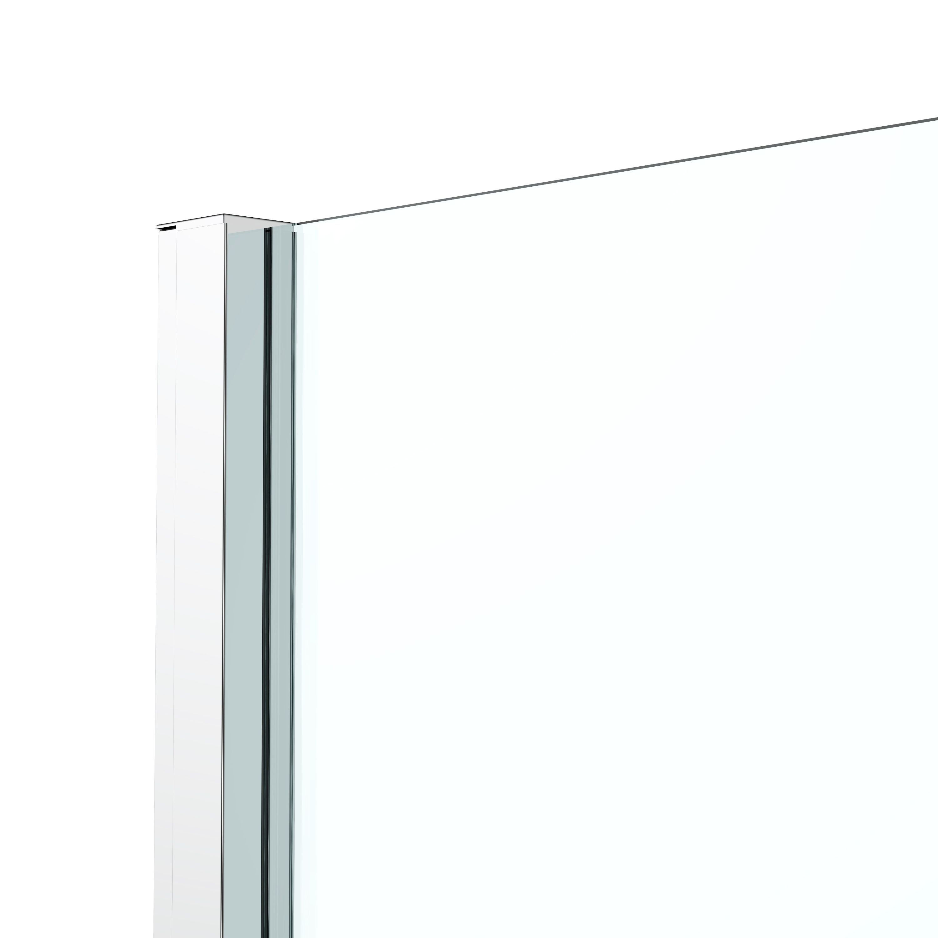 GoodHome Ledava Framed Chrome Clear Fixed Side End panel (H)195cm (W)76cm