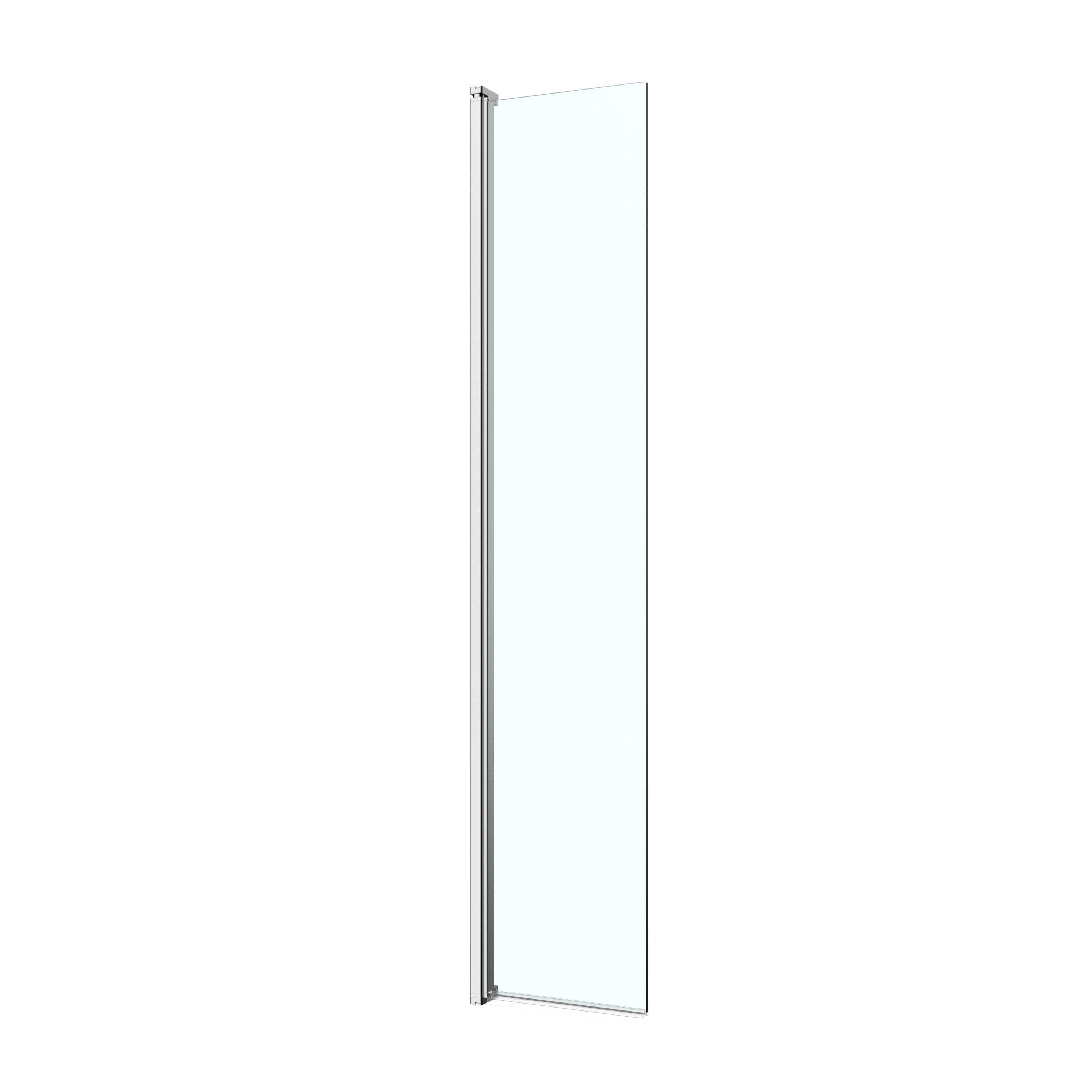 GoodHome Ledava Framed Chrome Clear Pivot Front Return panel (H)195cm (W)40cm