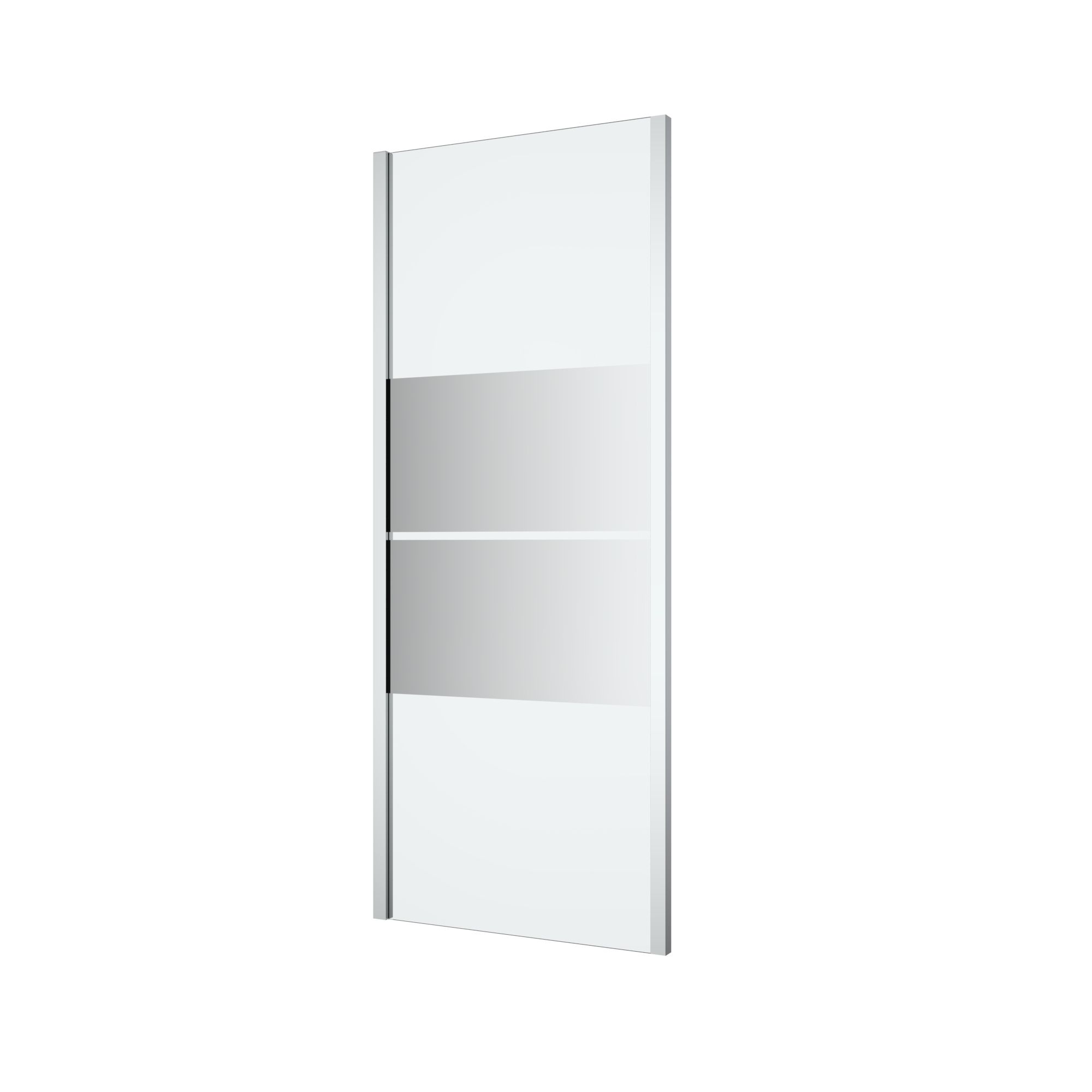 GoodHome Ledava Framed Chrome effect Mirror Striped pattern Fixed ...