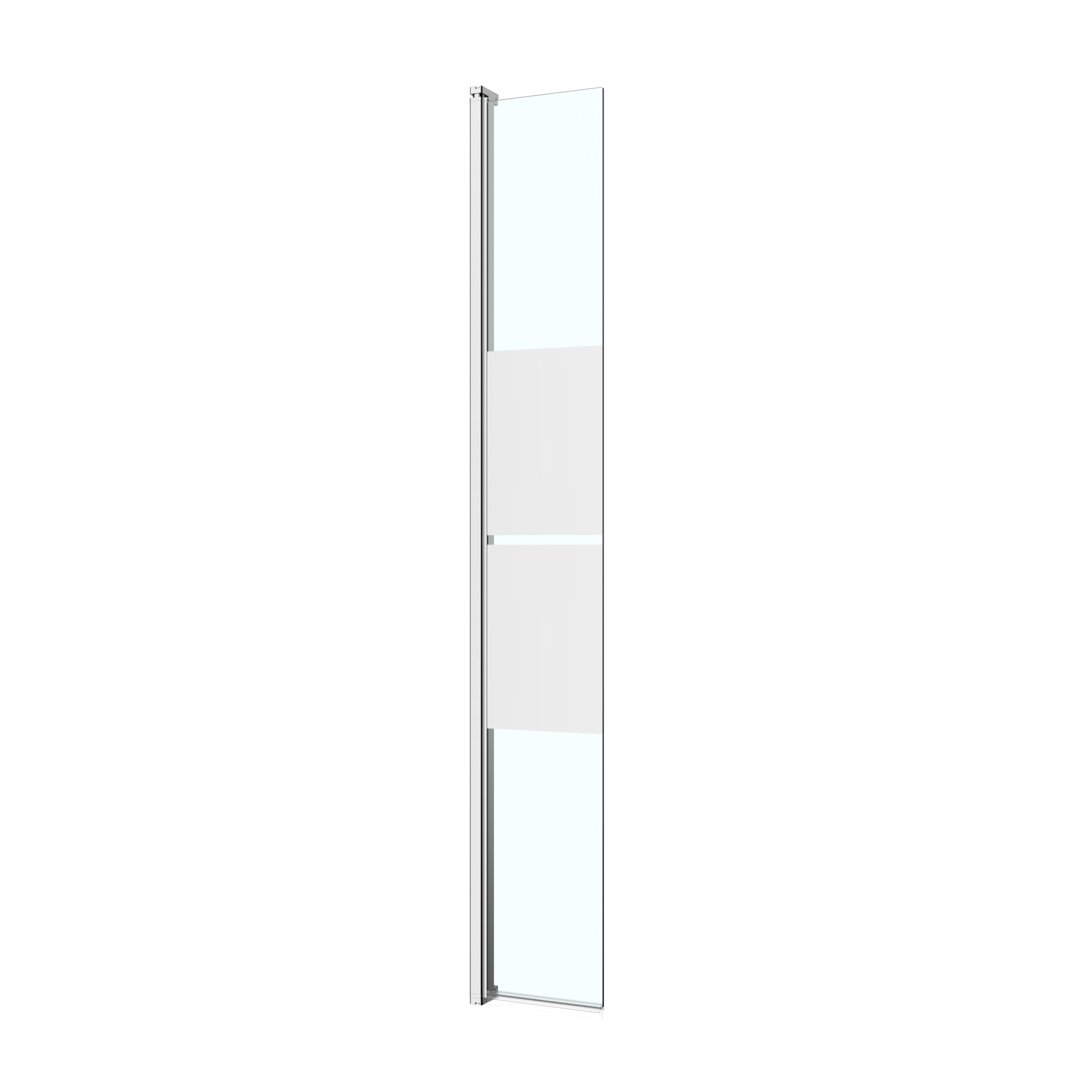 GoodHome Ledava Framed Chrome Mirror Pivot Walk-in Front Return panel ...