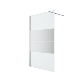 GoodHome Ledava Framed Chrome Mirror Strip Fixed Walk-in Front 1 Panel Walk-in shower panel (H)195cm (W)120cm