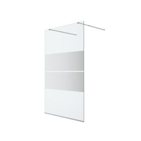 GoodHome Ledava Framed Chrome Mirror Strip Fixed Walk-in Front Walk-in shower panel (H)195cm (W)120cm