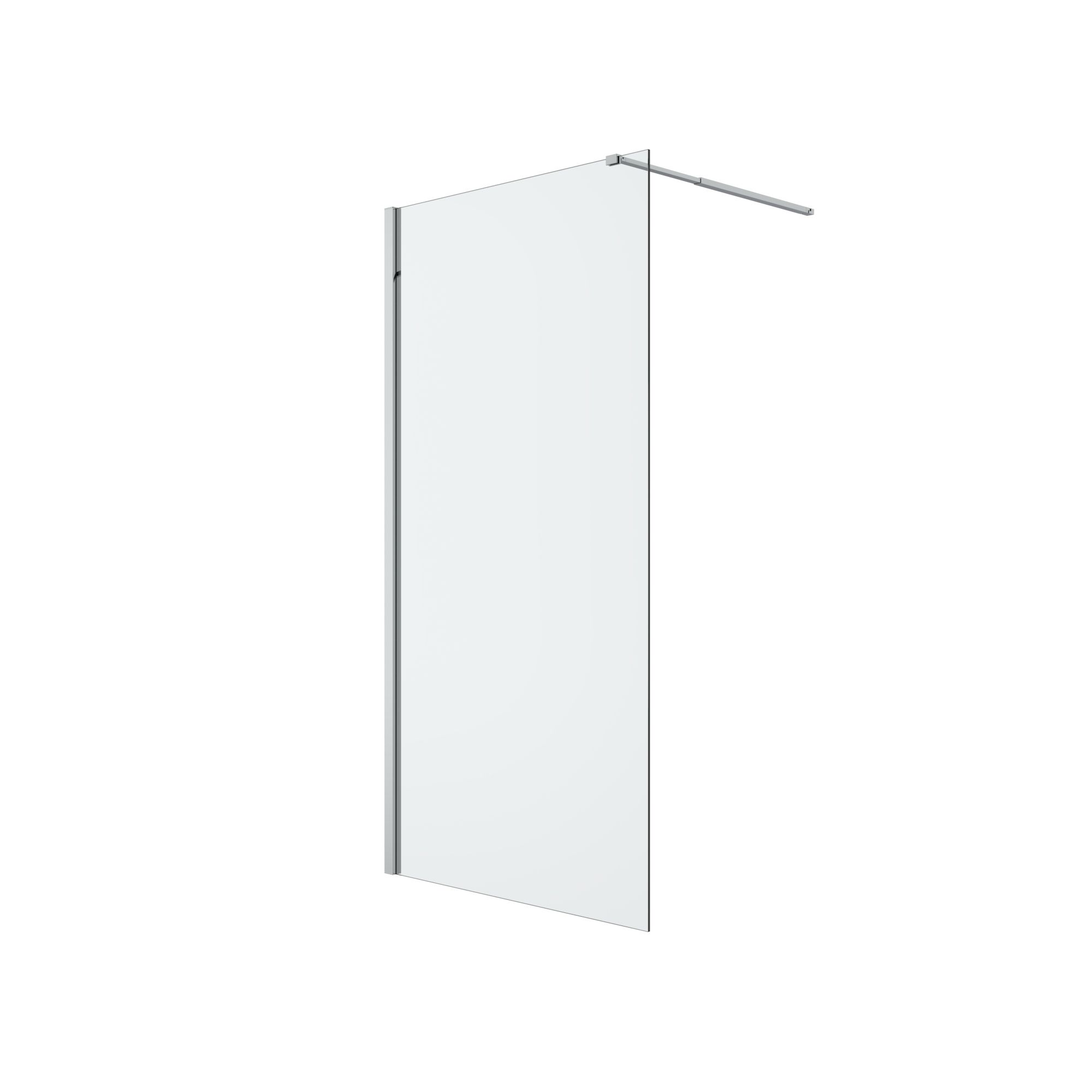 GoodHome Ledava Framed Clear Fixed Walk-in Front Walk-in shower panel (H)195cm (W)100cm