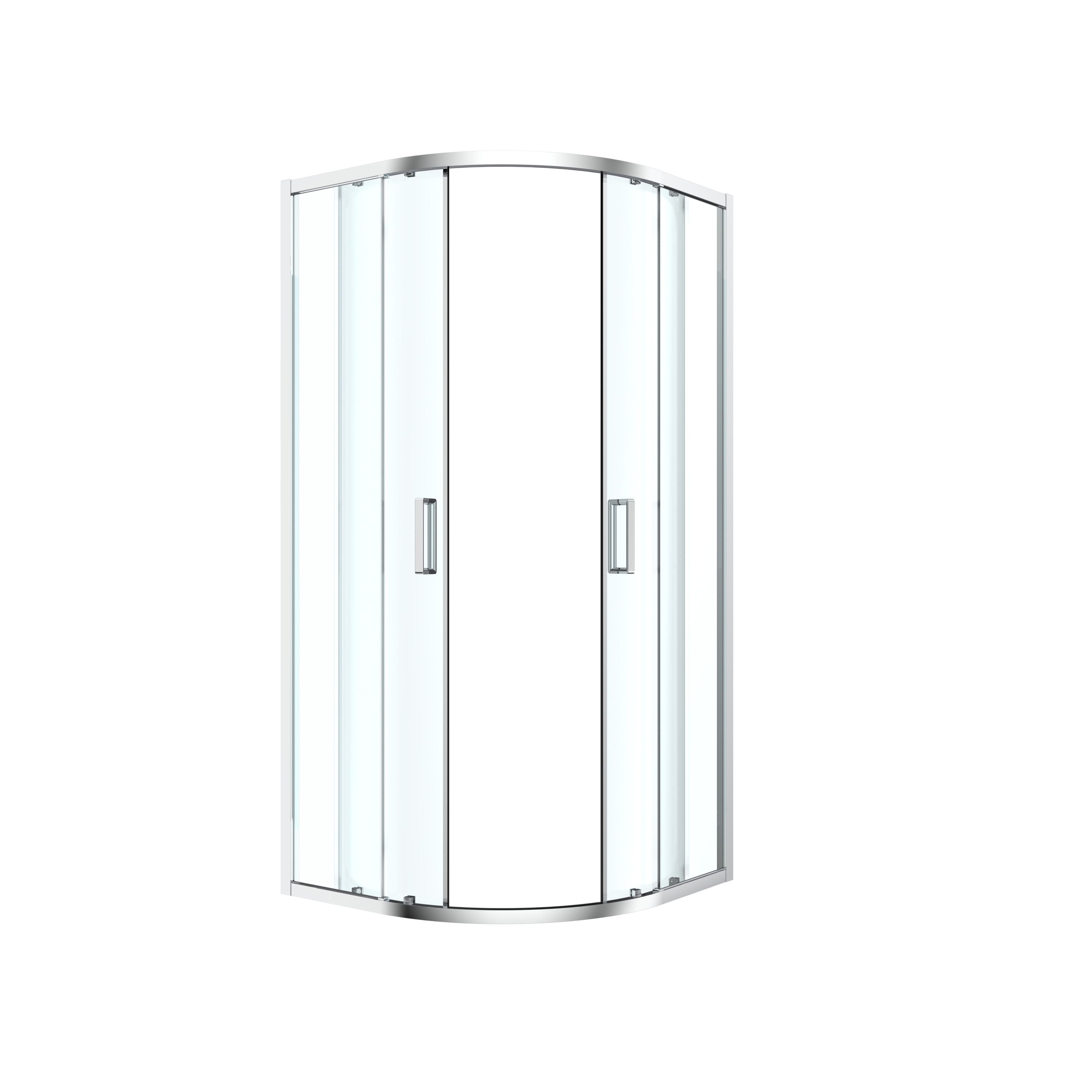 GoodHome Ledava Framed Clear glass Chrome effect Quadrant Shower enclosure - Corner entry double sliding door (W)90cm (D)90cm