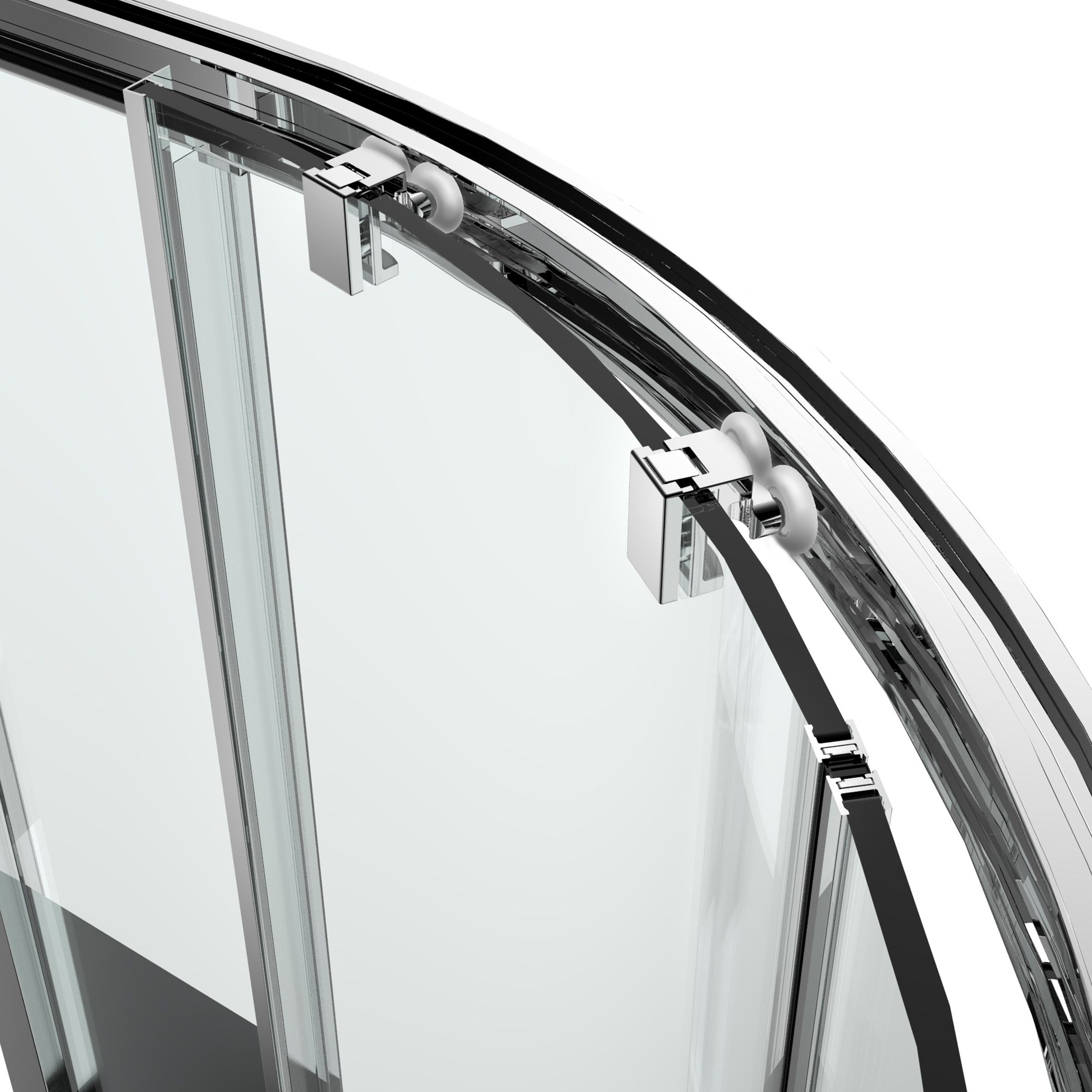 GoodHome Ledava Framed Clear glass Chrome effect Quadrant Shower enclosure - Corner entry double sliding door (W)90cm (D)90cm