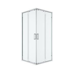 GoodHome Ledava Framed Clear glass Chrome effect Square Shower enclosure - Corner entry double sliding door (W)76cm (D)76cm