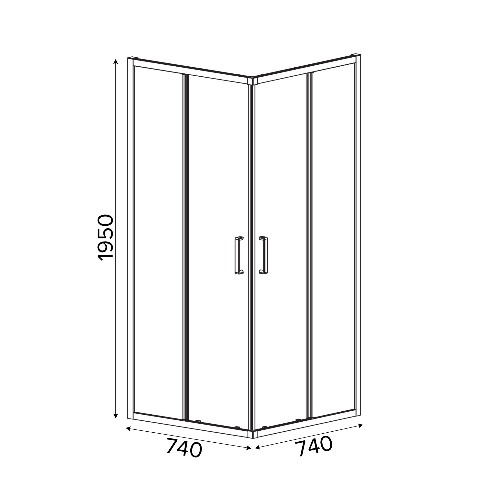 GoodHome Ledava Framed Clear glass Chrome effect Square Shower enclosure - Corner entry double sliding door (W)76cm (D)76cm