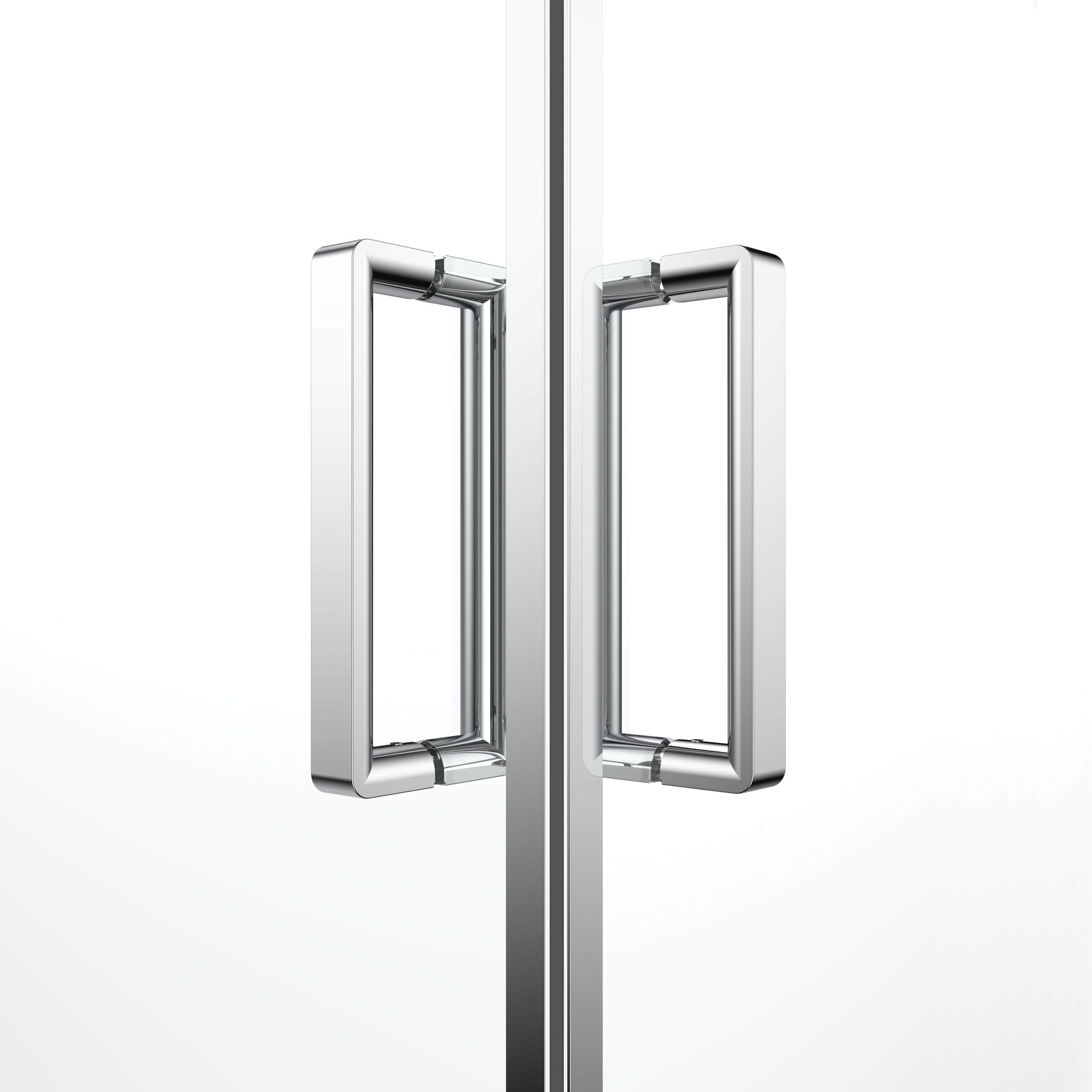 GoodHome Ledava Framed Clear glass Chrome effect Square Shower enclosure - Corner entry double sliding door (W)76cm (D)76cm