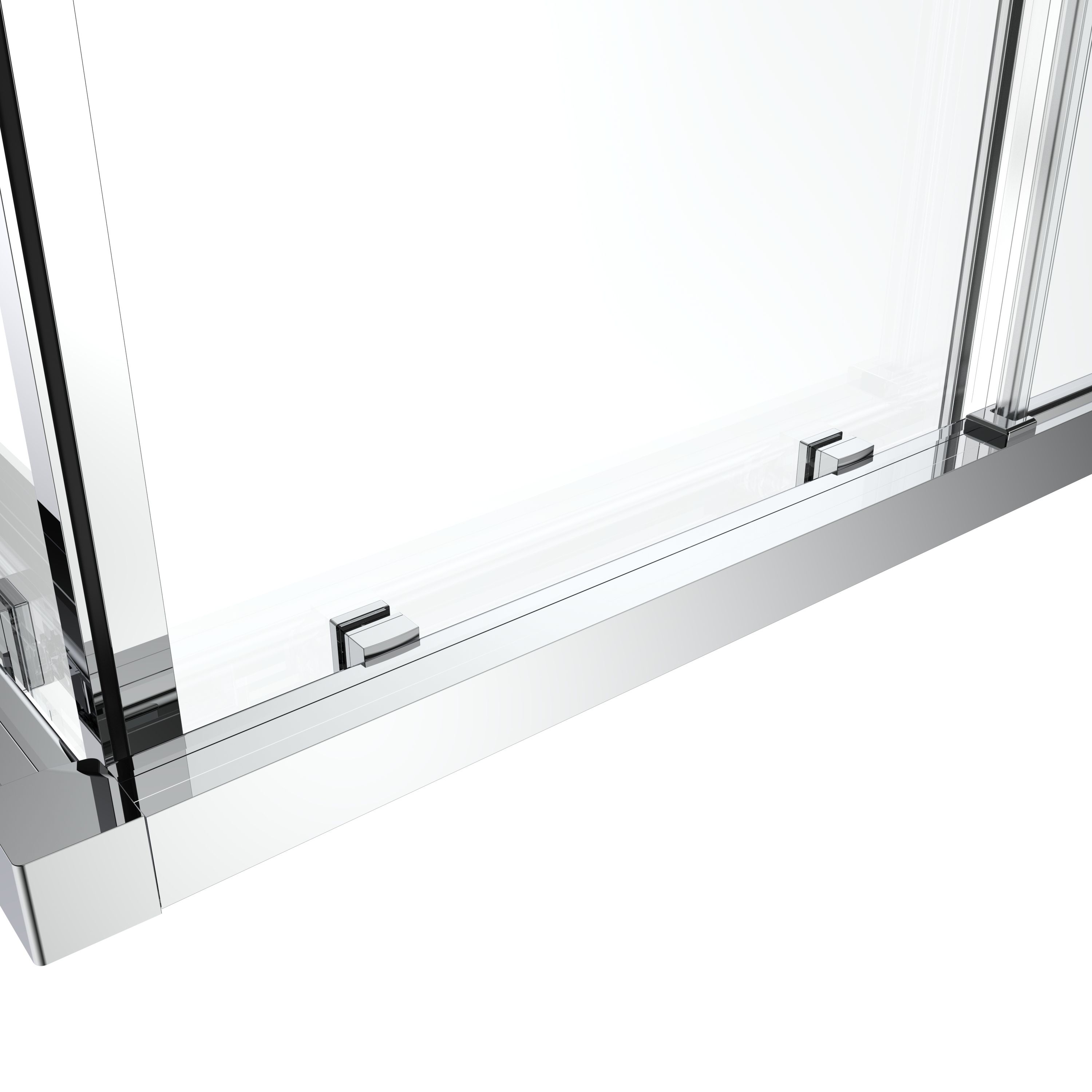 GoodHome Ledava Framed Clear glass Chrome effect Square Shower enclosure - Corner entry double sliding door (W)76cm (D)76cm