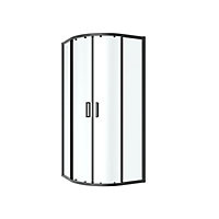 GoodHome Ledava Framed Clear glass Quadrant Shower enclosure - Corner entry double sliding door (W)80cm (D)80cm