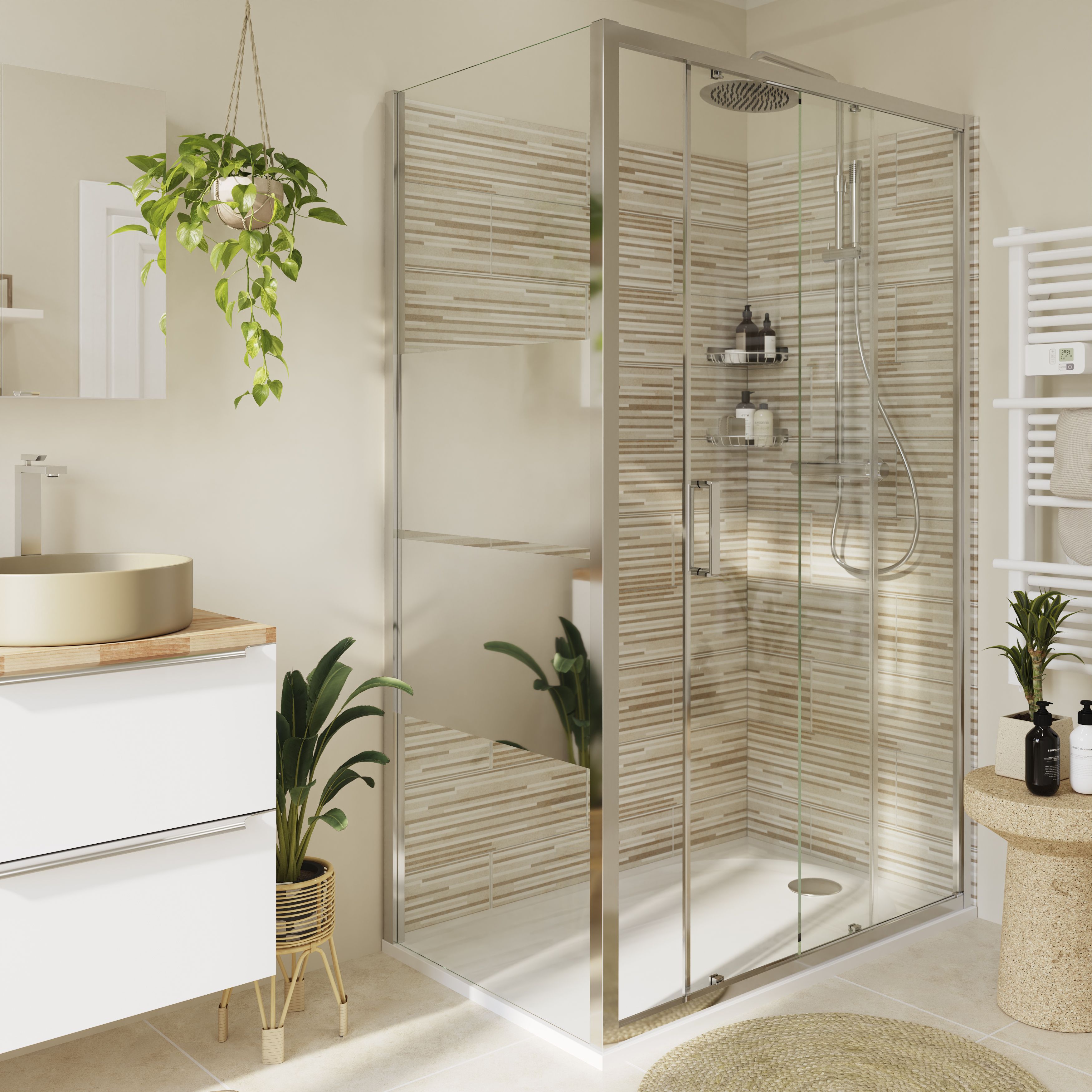 GoodHome Ledava Framed Mirror Fixed Side End panel (H)195cm (W)70cm