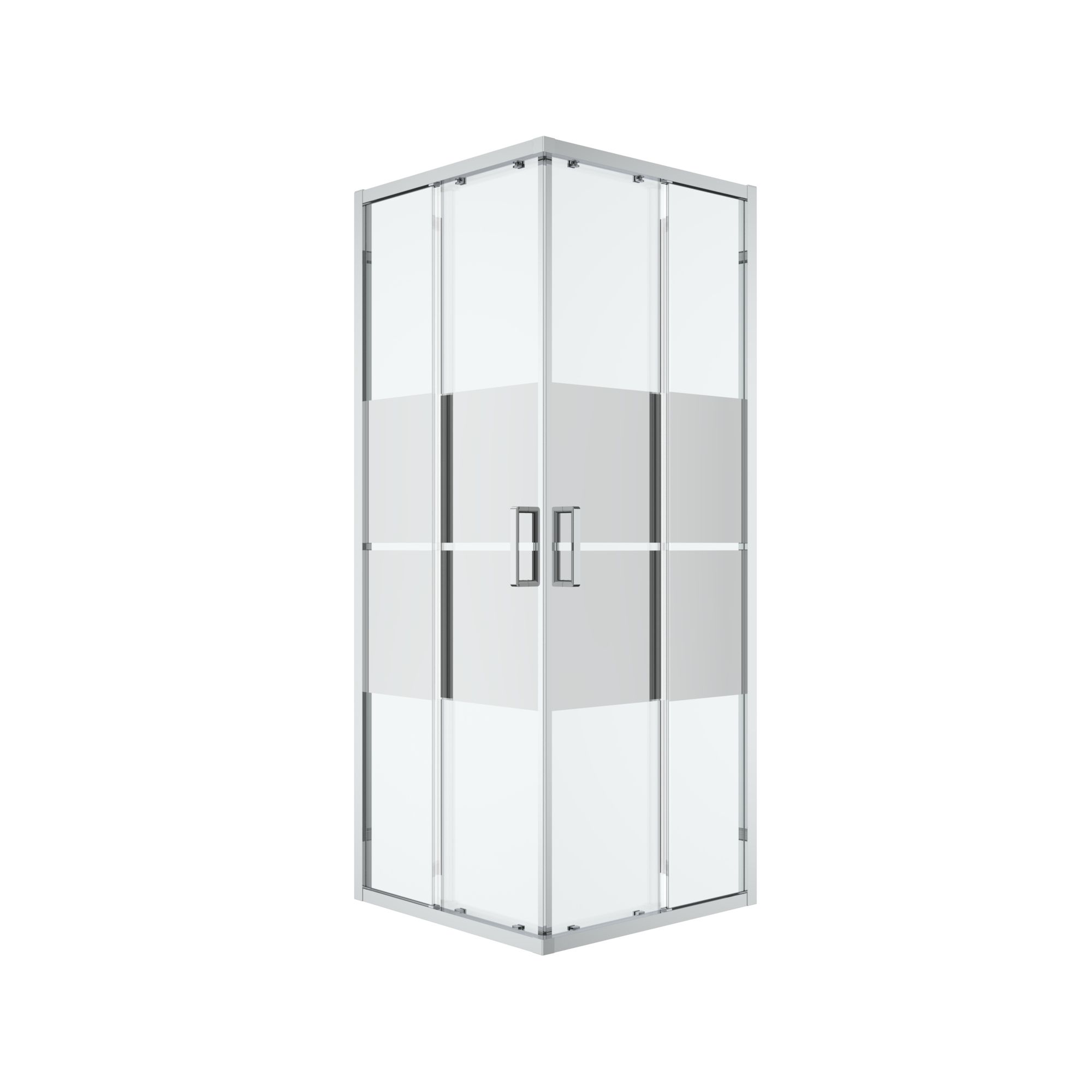 GoodHome Ledava Framed Semi-mirrored Chrome effect Square Shower enclosure - Corner entry double sliding door (W)76cm (D)76cm