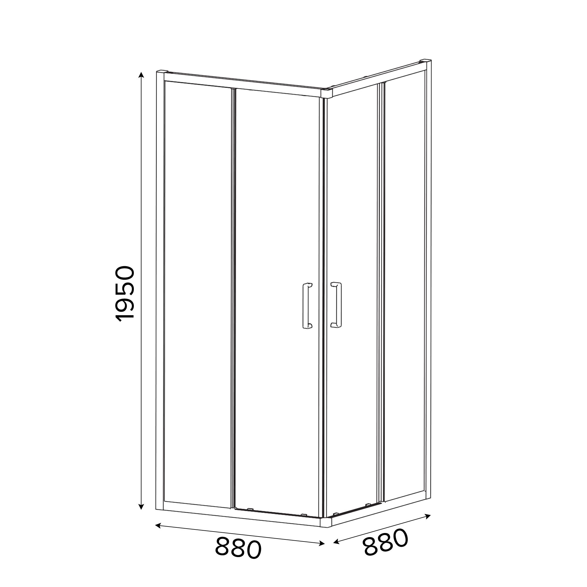 GoodHome Ledava Framed Semi-mirrored Chrome effect Square Shower enclosure - Corner entry double sliding door (W)90cm (D)90cm