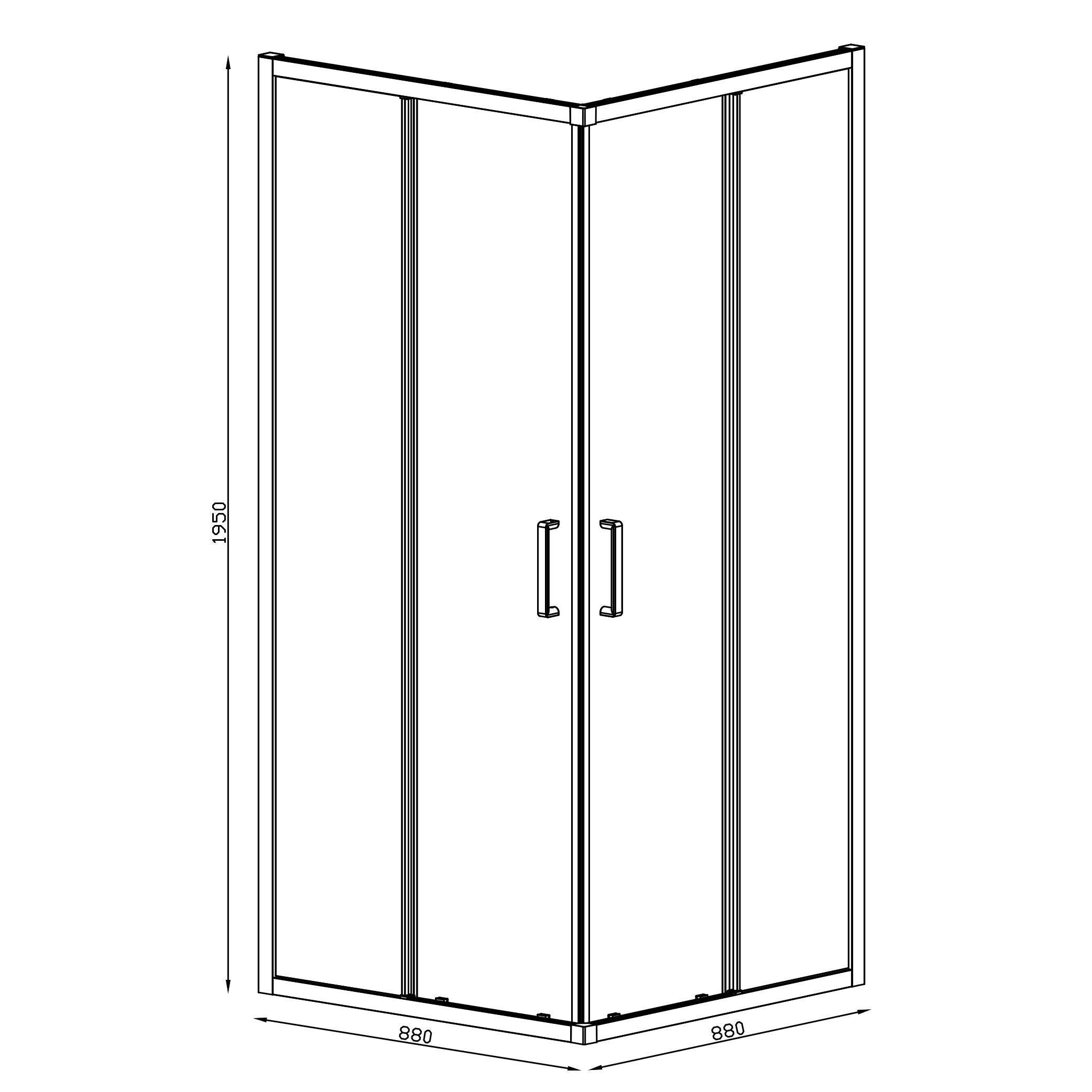 GoodHome Ledava Framed Semi-mirrored Chrome effect Square Shower enclosure - Corner entry double sliding door (W)90cm (D)90cm