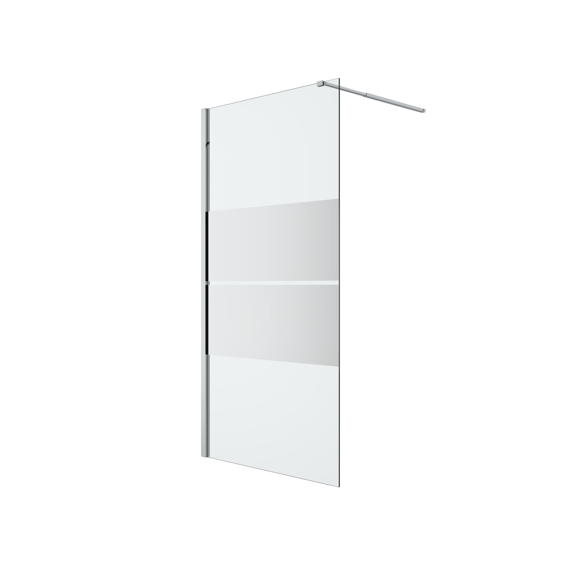 GoodHome Ledava Gloss Chrome effect Textured Minimal frame Walk-in Wet room glass screen (H)195cm (W)100cm