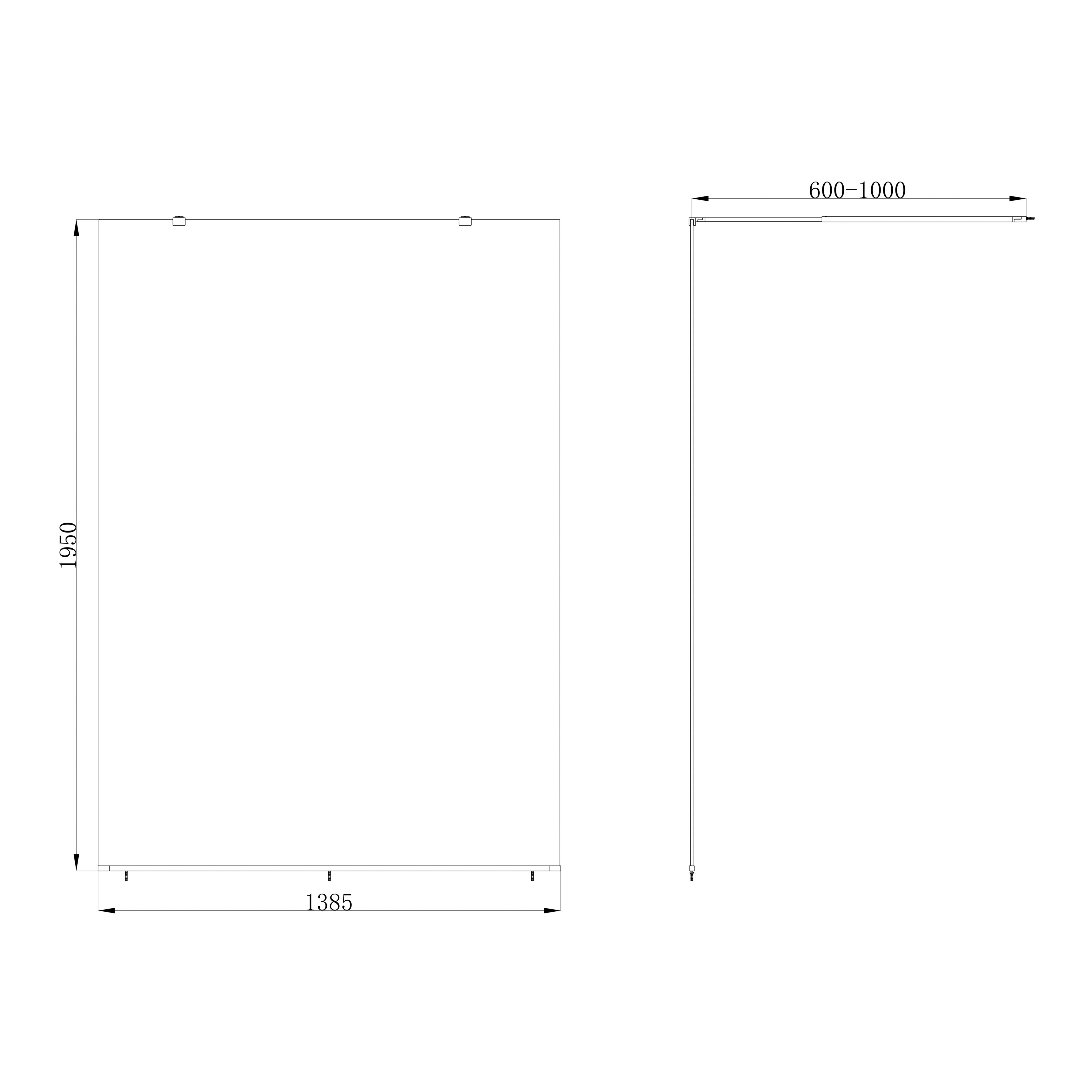 GoodHome Ledava Gloss Chrome effect Textured Minimal frame Walk-in Wet room glass screen (H)195cm (W)140cm