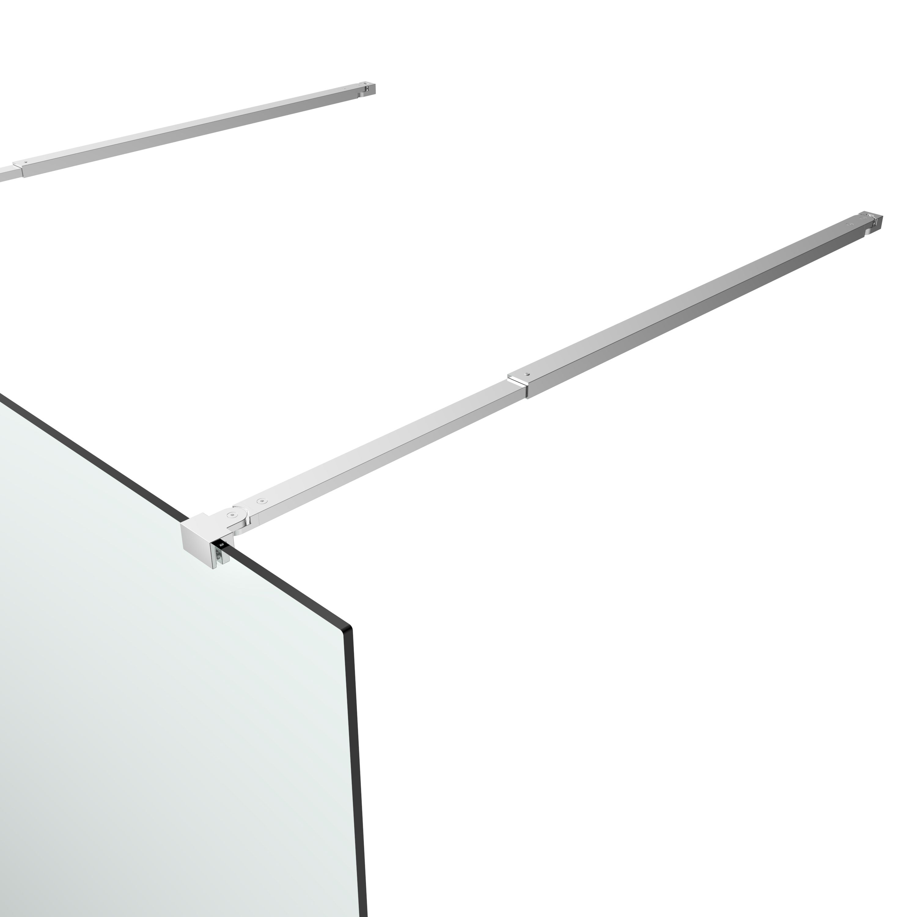 GoodHome Ledava Gloss Chrome effect Textured Minimal frame Walk-in Wet room glass screen (H)195cm (W)140cm
