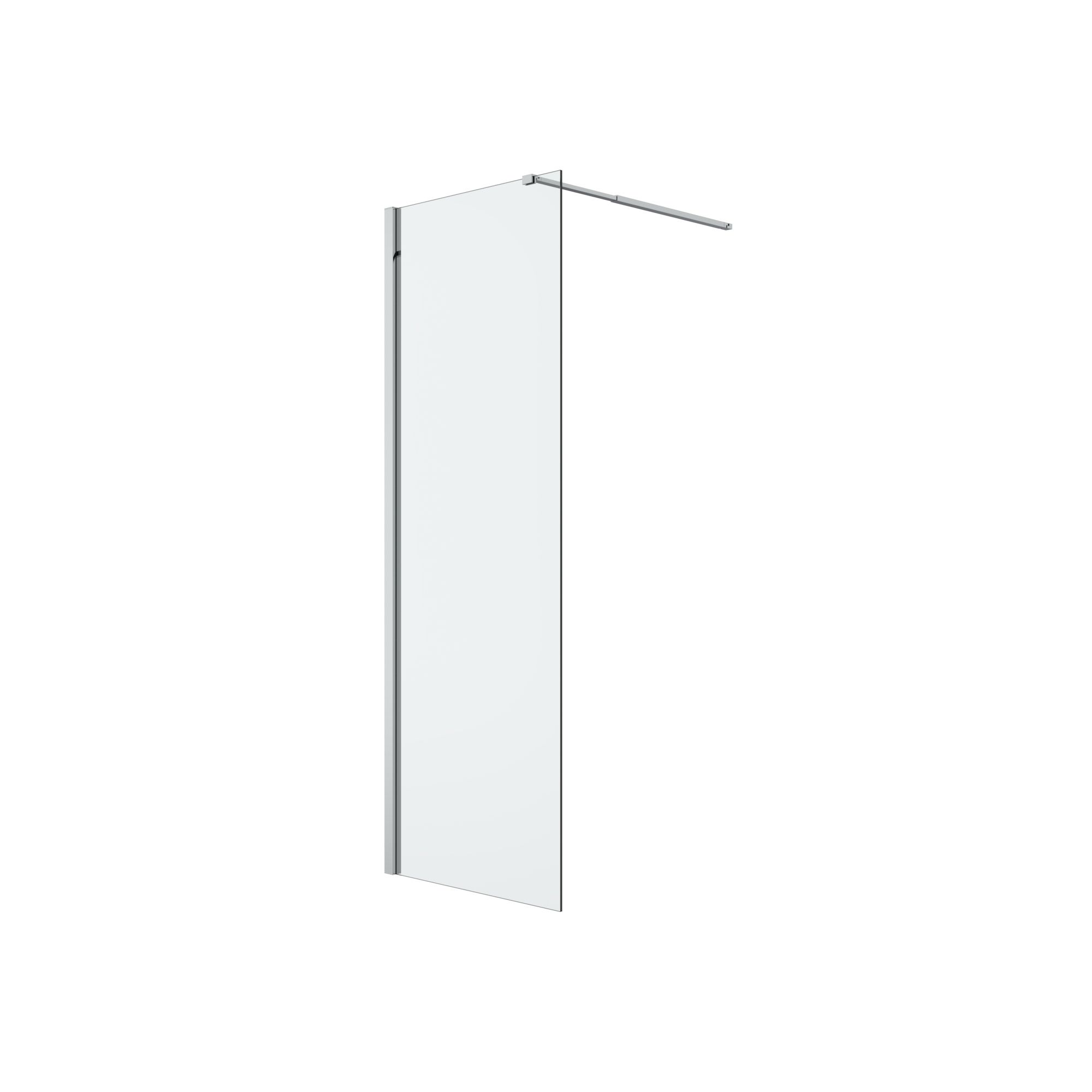 GoodHome Ledava Gloss Chrome effect Textured Minimal frame Walk-in Wet room glass screen (H)195cm (W)70cm