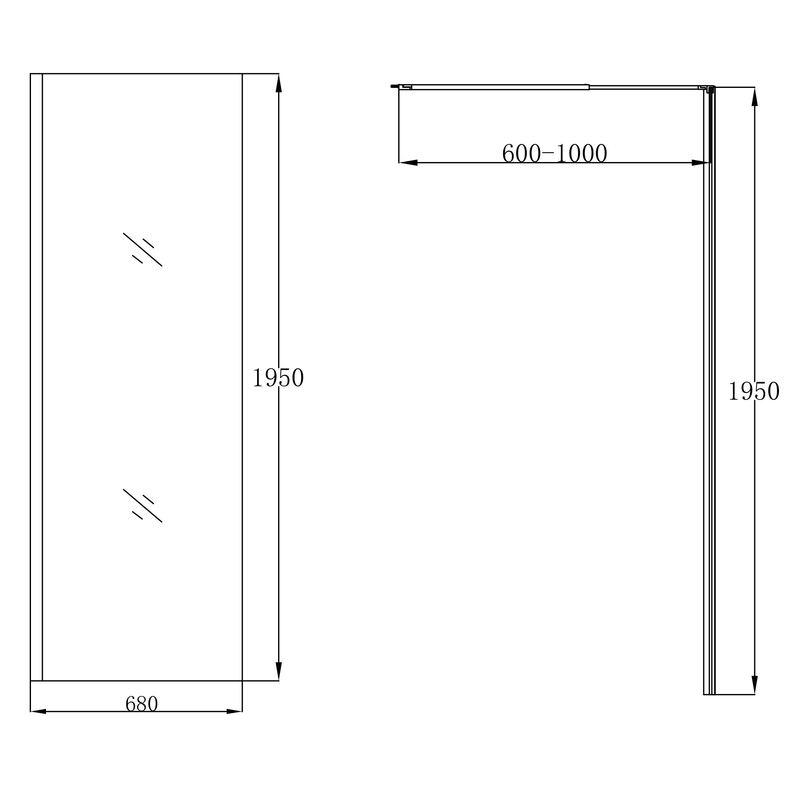 GoodHome Ledava Gloss Chrome effect Textured Minimal frame Walk-in Wet room glass screen (H)195cm (W)70cm