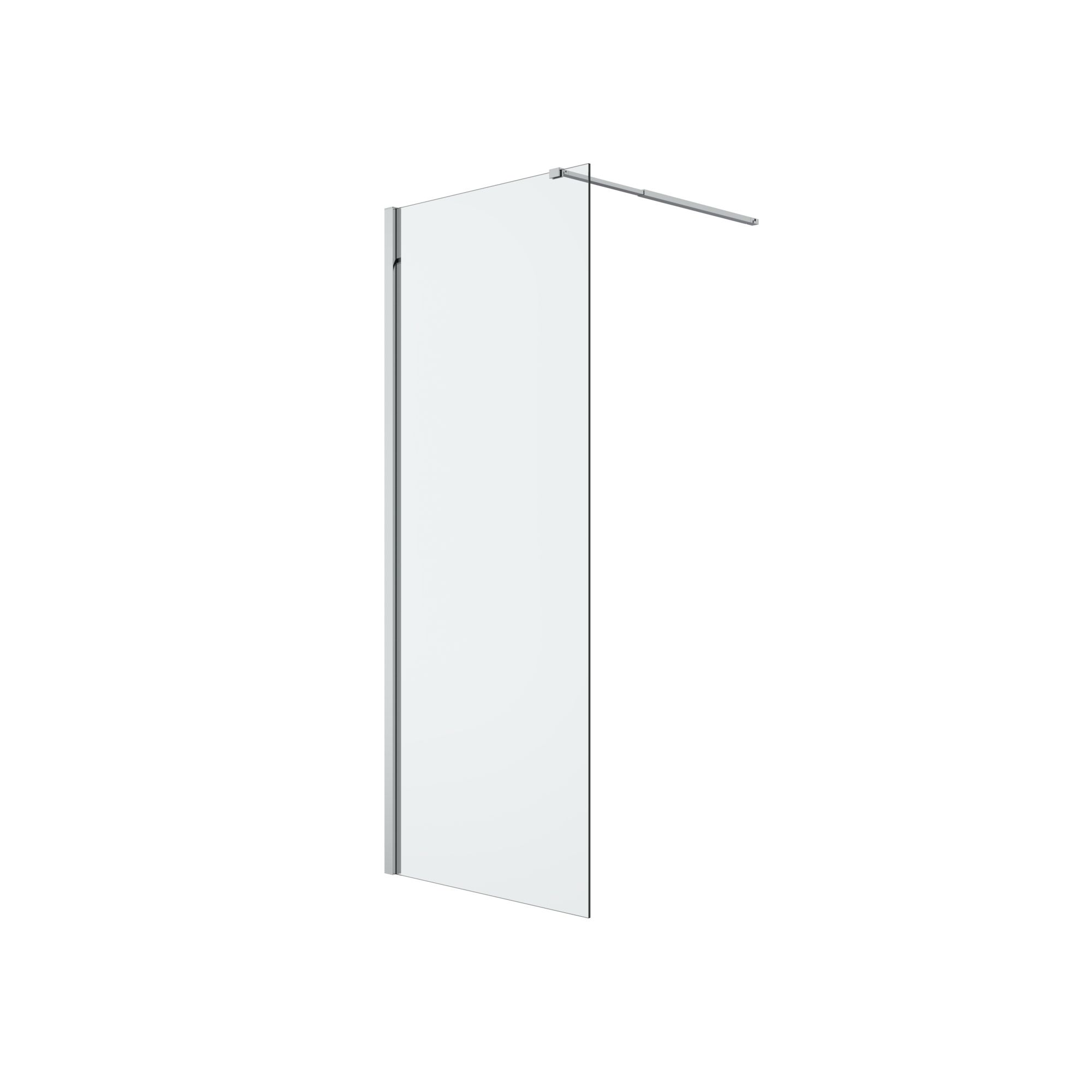 GoodHome Ledava Gloss Chrome effect Textured Minimal frame Walk-in Wet room glass screen (H)195cm (W)80cm