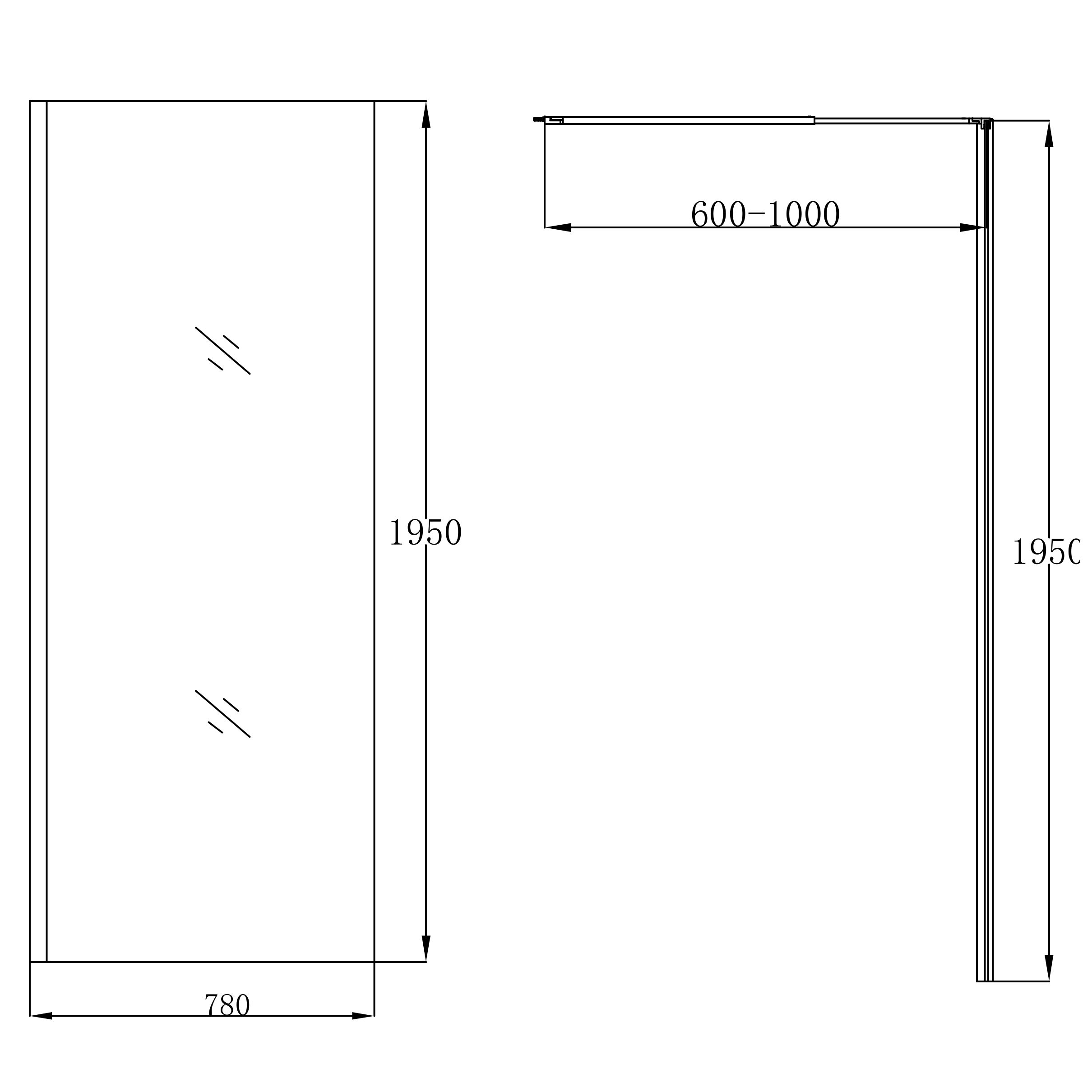 GoodHome Ledava Gloss Chrome effect Textured Minimal frame Walk-in Wet room glass screen (H)195cm (W)80cm