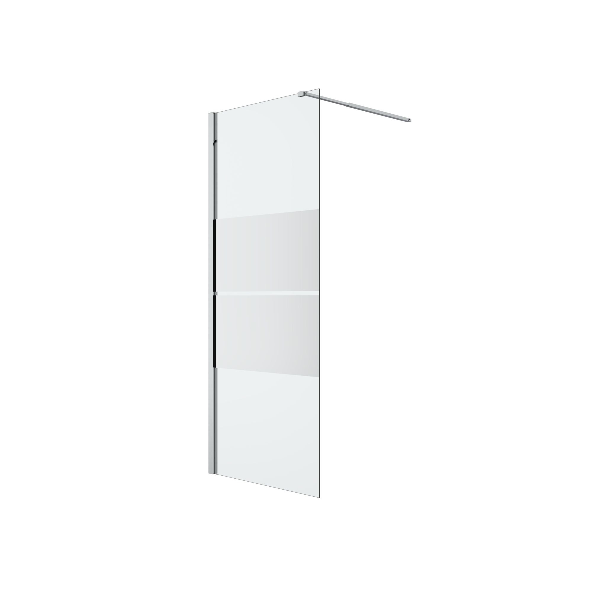 GoodHome Ledava Gloss Chrome effect Textured Minimal frame Walk-in Wet room glass screen (H)195cm (W)80cm