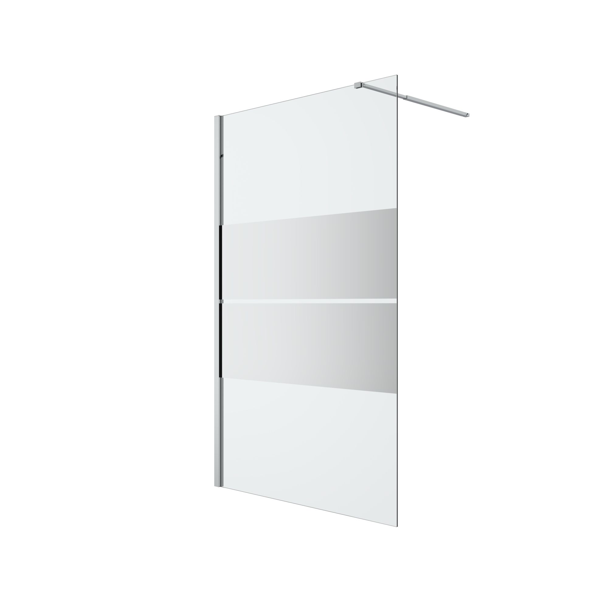GoodHome Ledava Gloss Chrome Textured Minimal frame Walk-in Wet room glass screen Strip (H)195cm (W)120cm