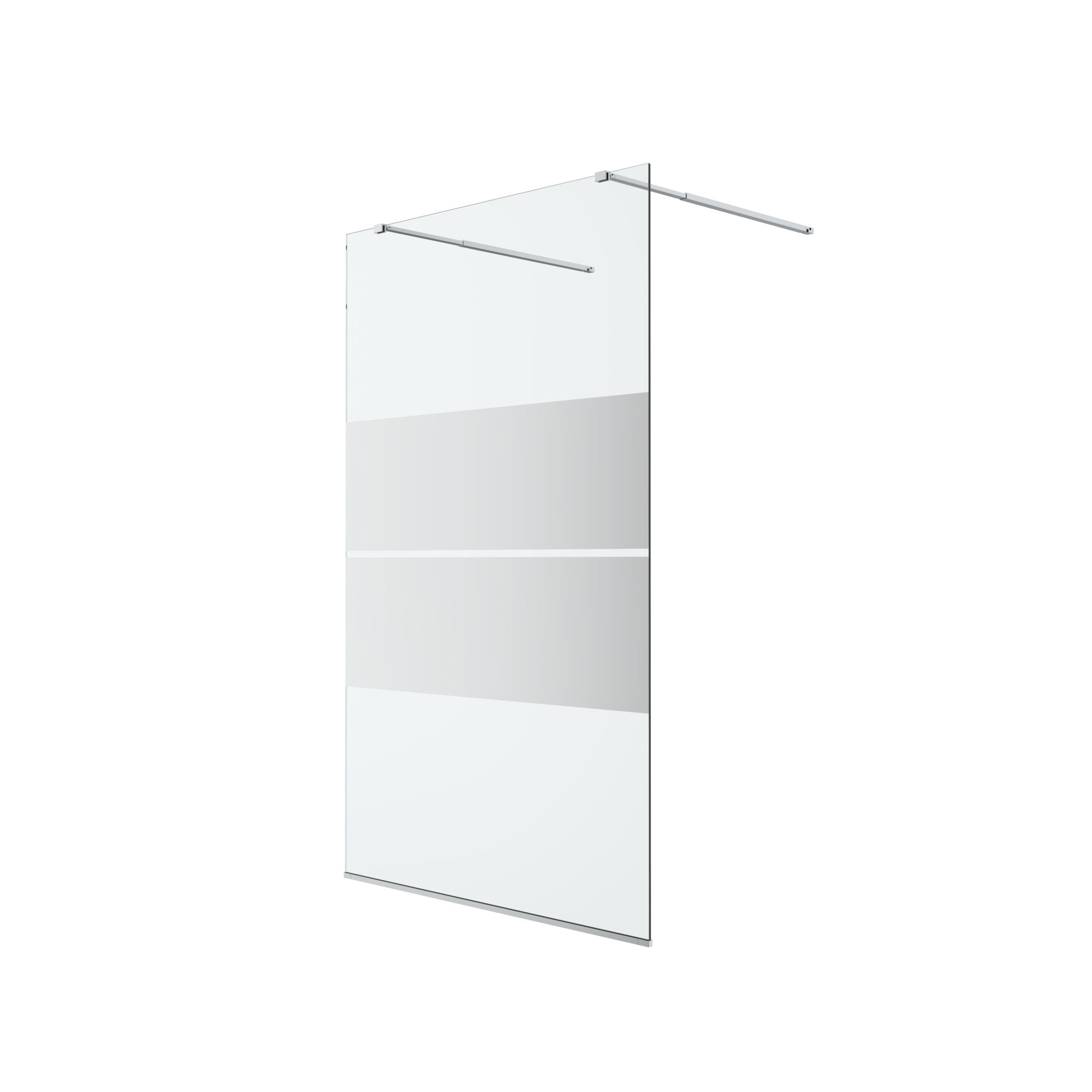 GoodHome Ledava Gloss Chrome Textured Minimal frame Walk-in Wet room glass screen Strip (H)195cm (W)120cm