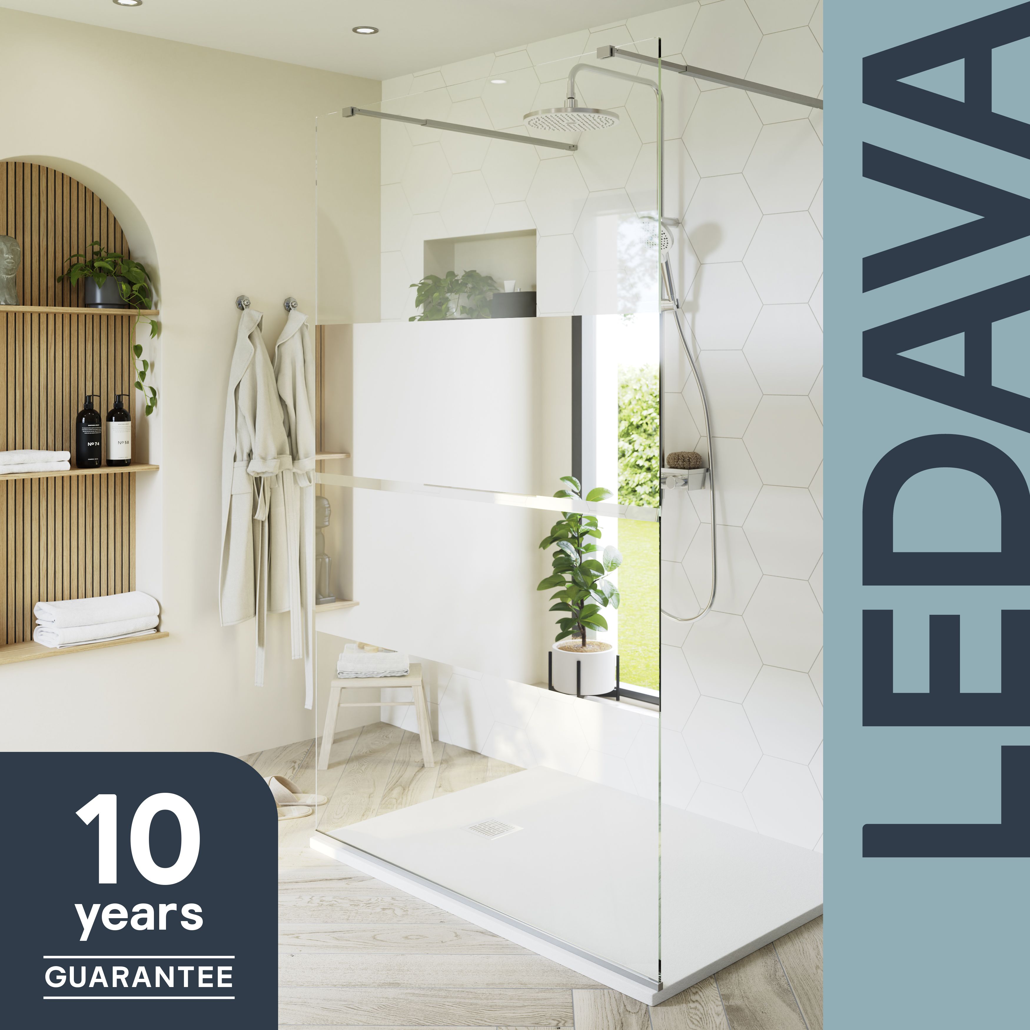 GoodHome Ledava Gloss Chrome Textured Minimal frame Walk-in Wet room glass screen Strip (H)195cm (W)120cm